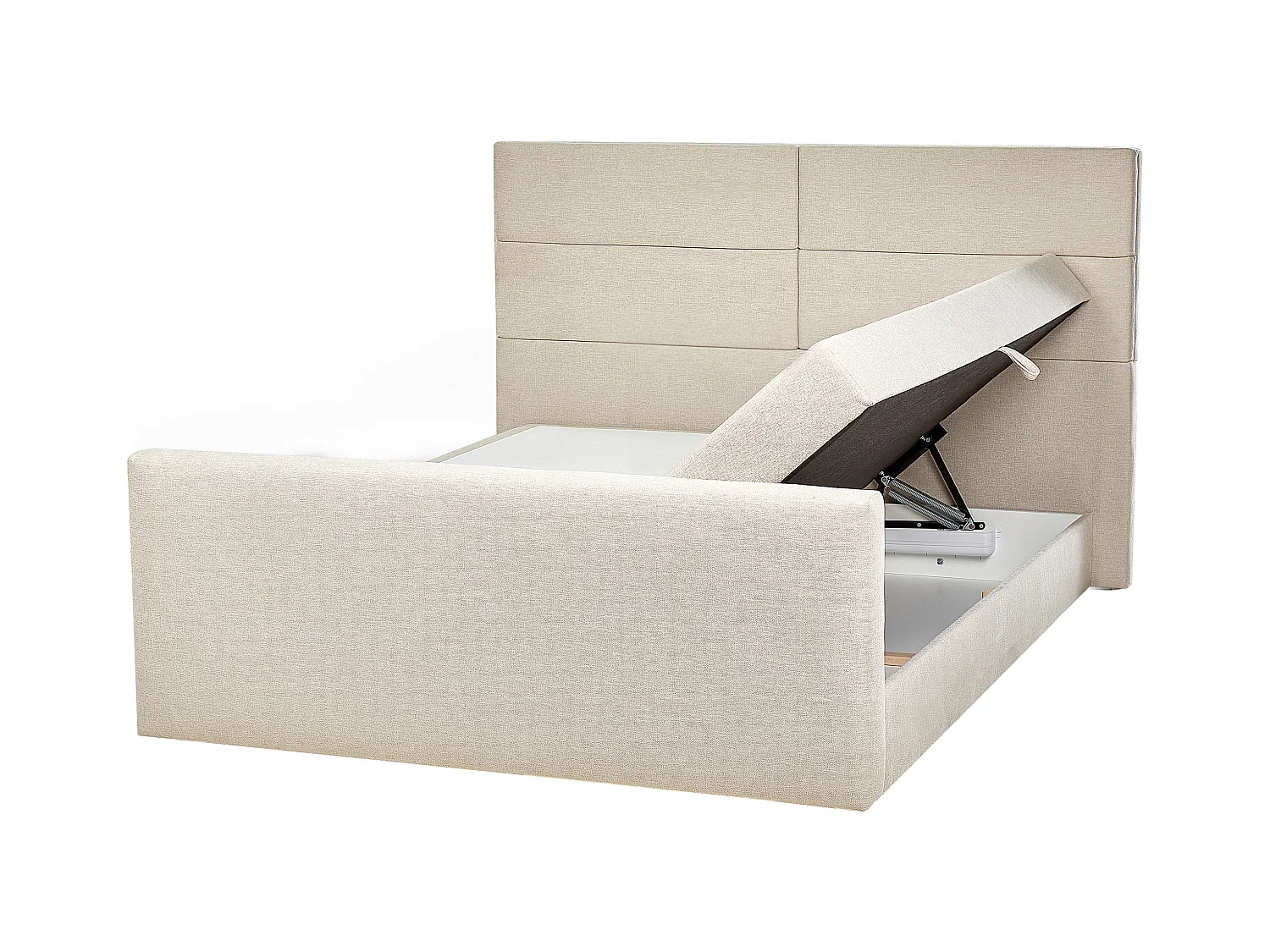 Lit boxspring avec rangement Tissu ARISTOCRAT 160 x 200 cm Beige clair