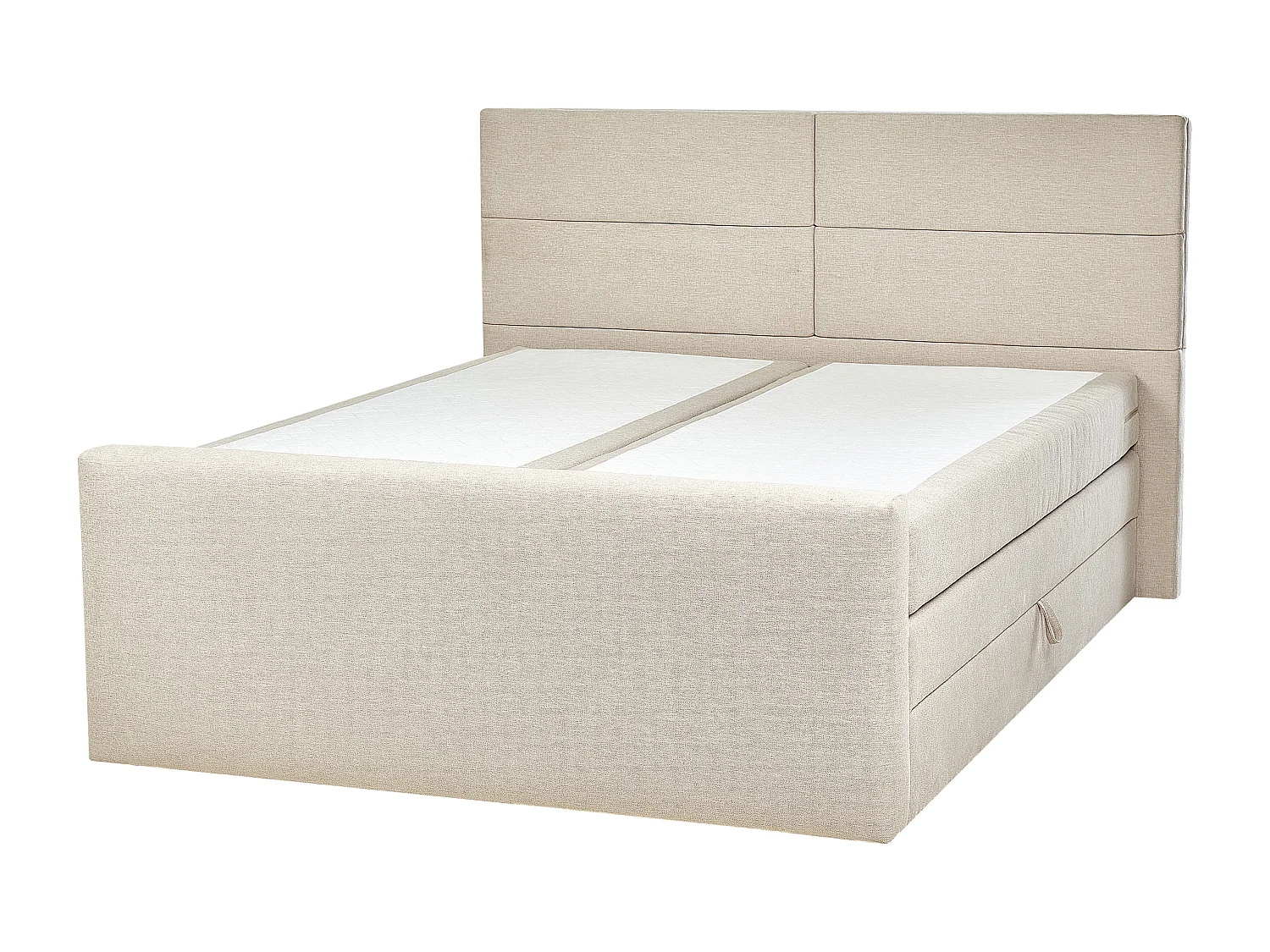 Lit boxspring avec rangement Tissu ARISTOCRAT 160 x 200 cm Beige clair