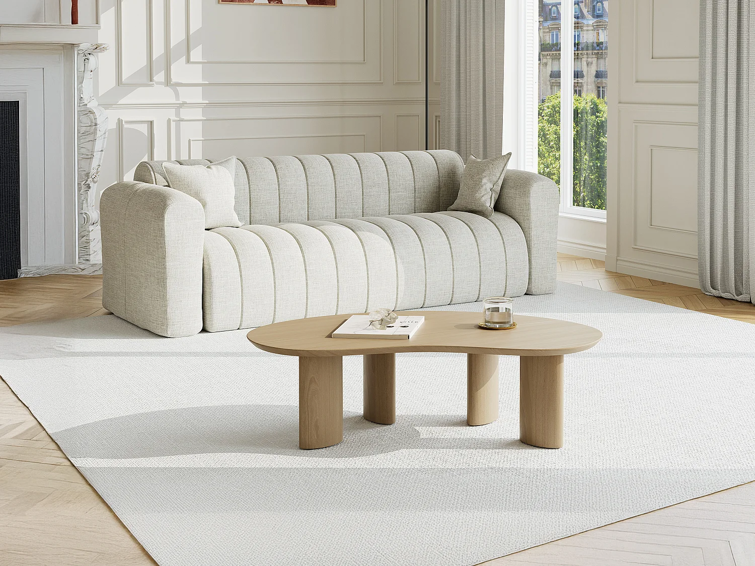 Table basse placage frêne - Naturel clair - CALYNOR