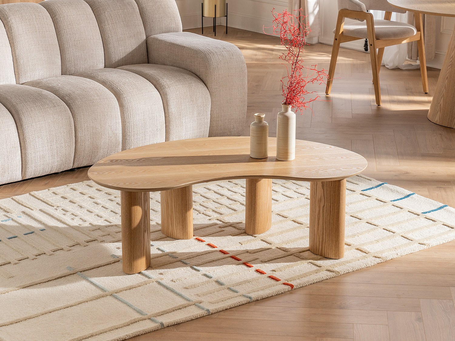 Beistelltisch mit Eschenfurnier - Helles Naturholz - CALYNOR günstig online kaufen