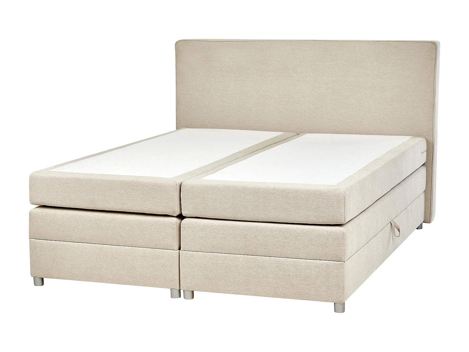 Lit boxspring avec rangement Tissu MINISTER 180 x 200 cm Beige clair