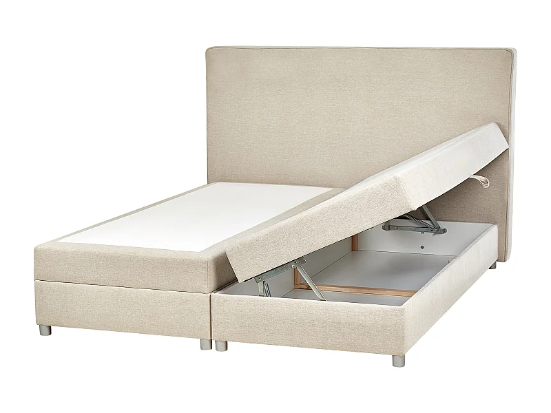 Divano letto con contenitore Tessuto MINISTER 160 x 200 cm Beige chiaro