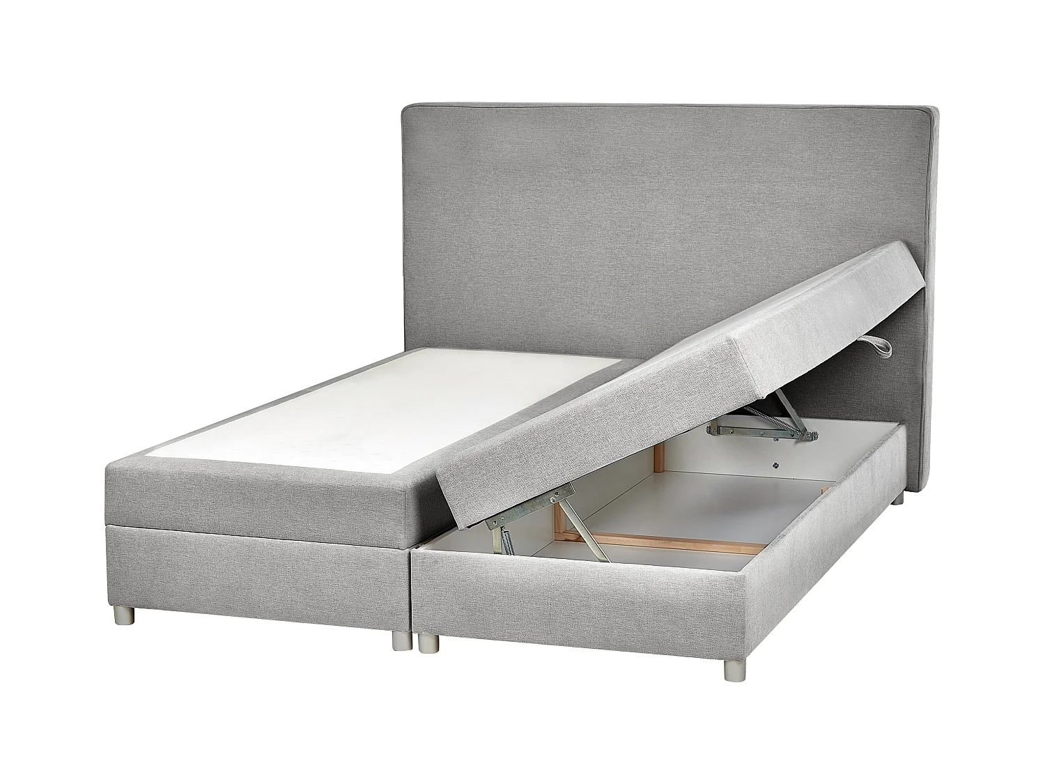Lit boxspring avec rangement Tissu MINISTER 160 x 200 cm Gris clair
