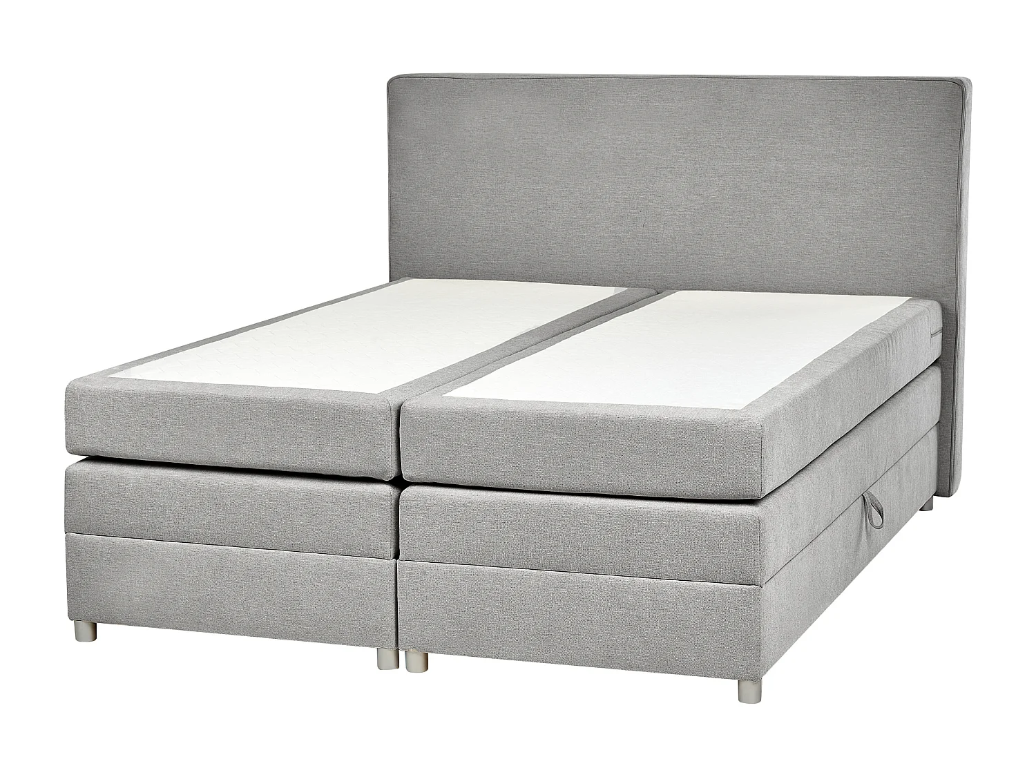Lit boxspring avec rangement Tissu MINISTER 160 x 200 cm Gris clair