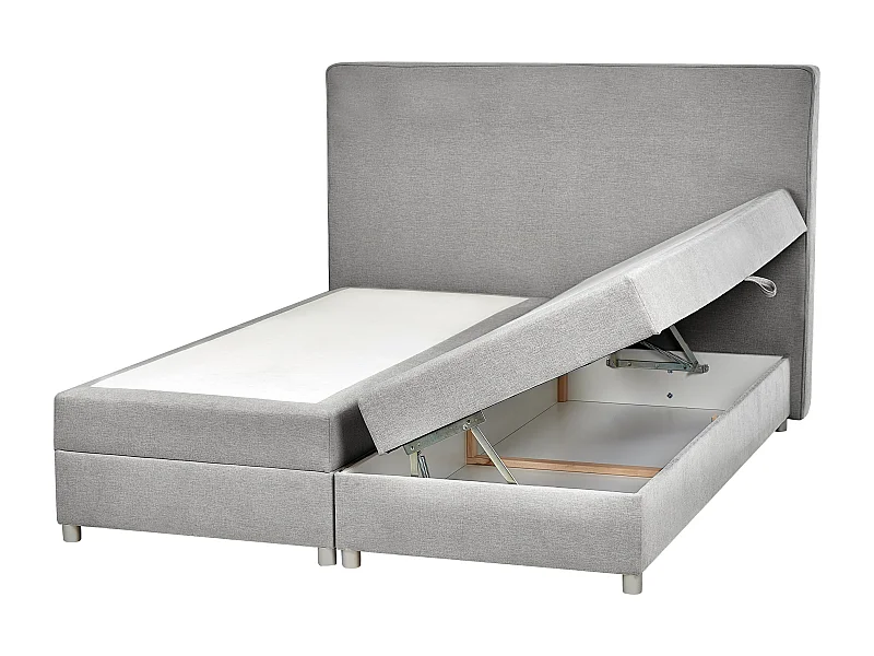 Lit boxspring avec rangement Tissu MINISTER 160 x 200 cm Gris clair