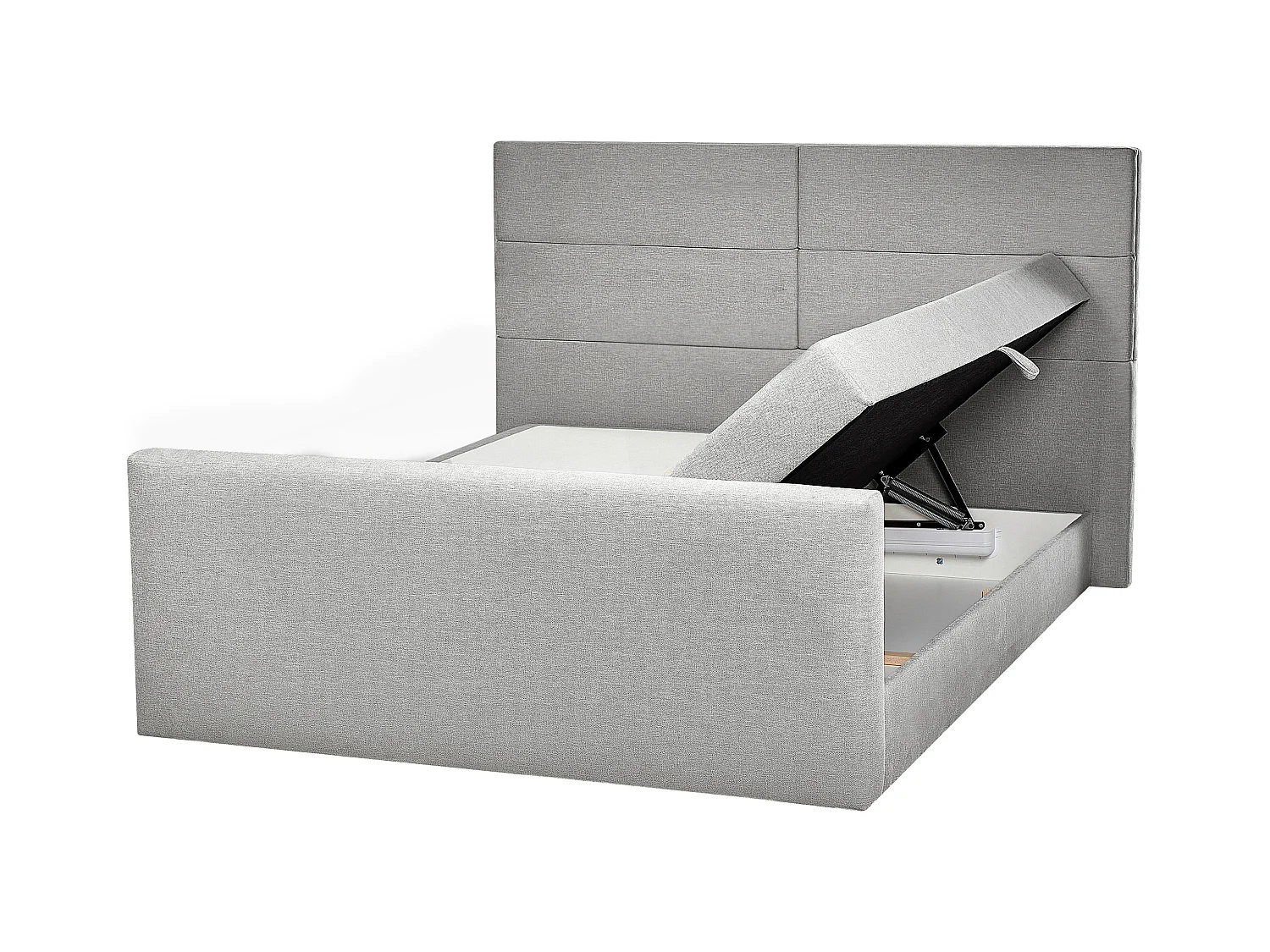 Lit boxspring avec rangement Tissu ARISTOCRAT 160 x 200 cm Gris clair