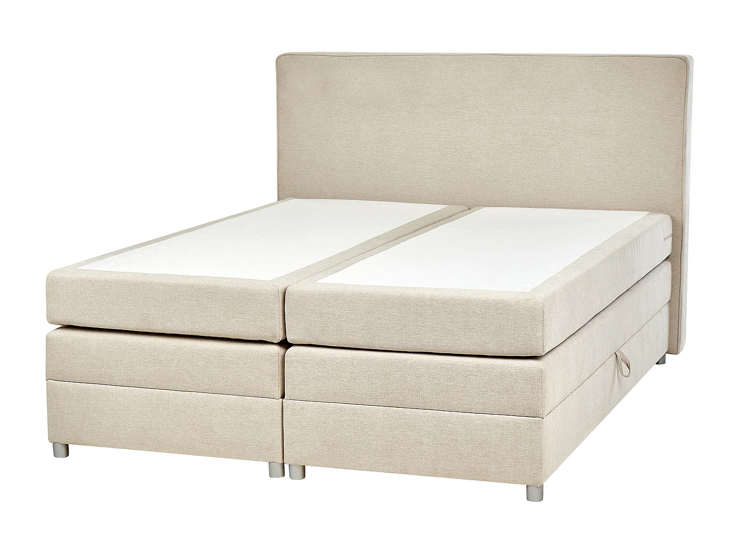 Boxspring met opbergruimte Stof MINISTER 160 x 200 cm Lichtbeige