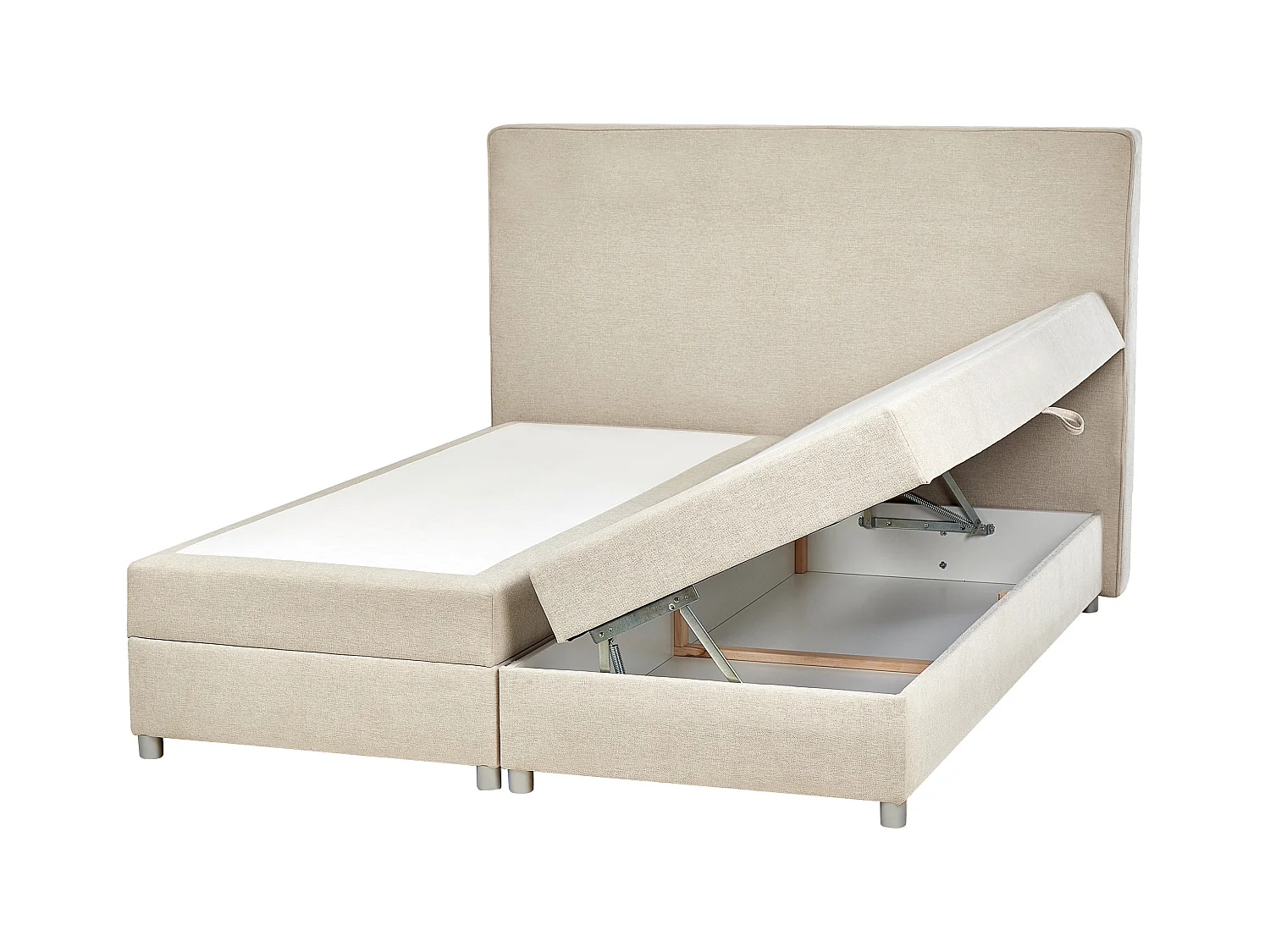 Lit boxspring avec rangement Tissu MINISTER 160 x 200 cm Beige clair