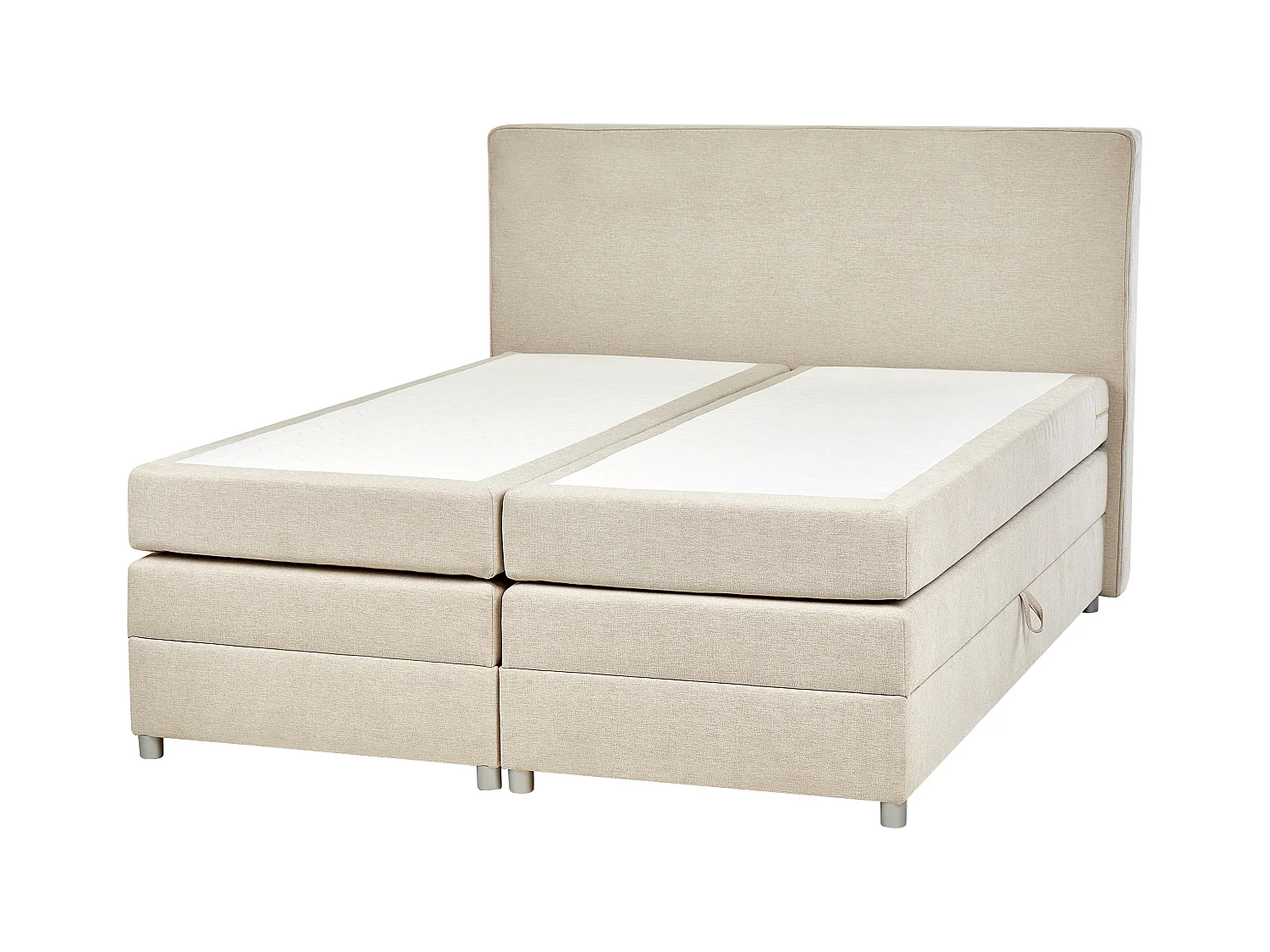 Lit boxspring avec rangement Tissu MINISTER 160 x 200 cm Beige clair