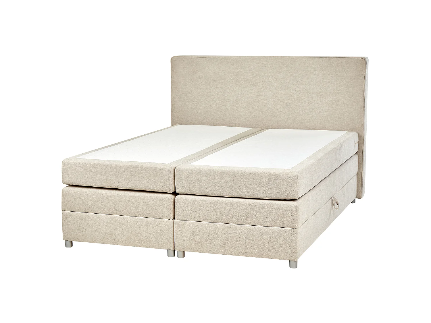Divan Bed with Storage MINISTER Fabric Light Beige 160 x 200 cm (EU King Size)