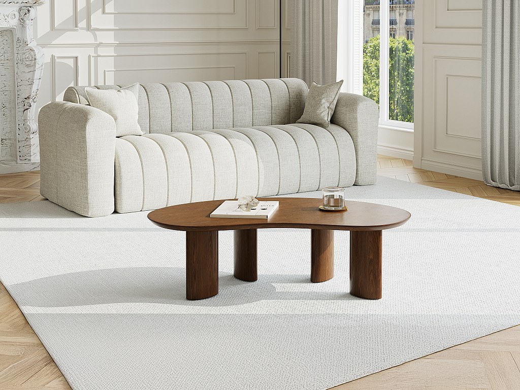 Couchtisch mit Walnussfurnier - Dunkles Naturholz - CALYNOR günstig online kaufen