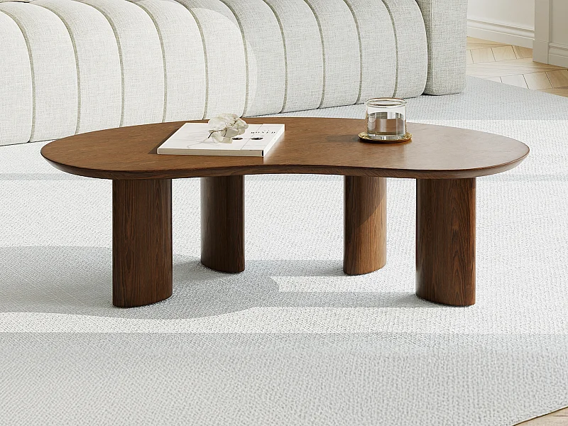 Table basse placage noyer - Naturel foncé - CALYNOR