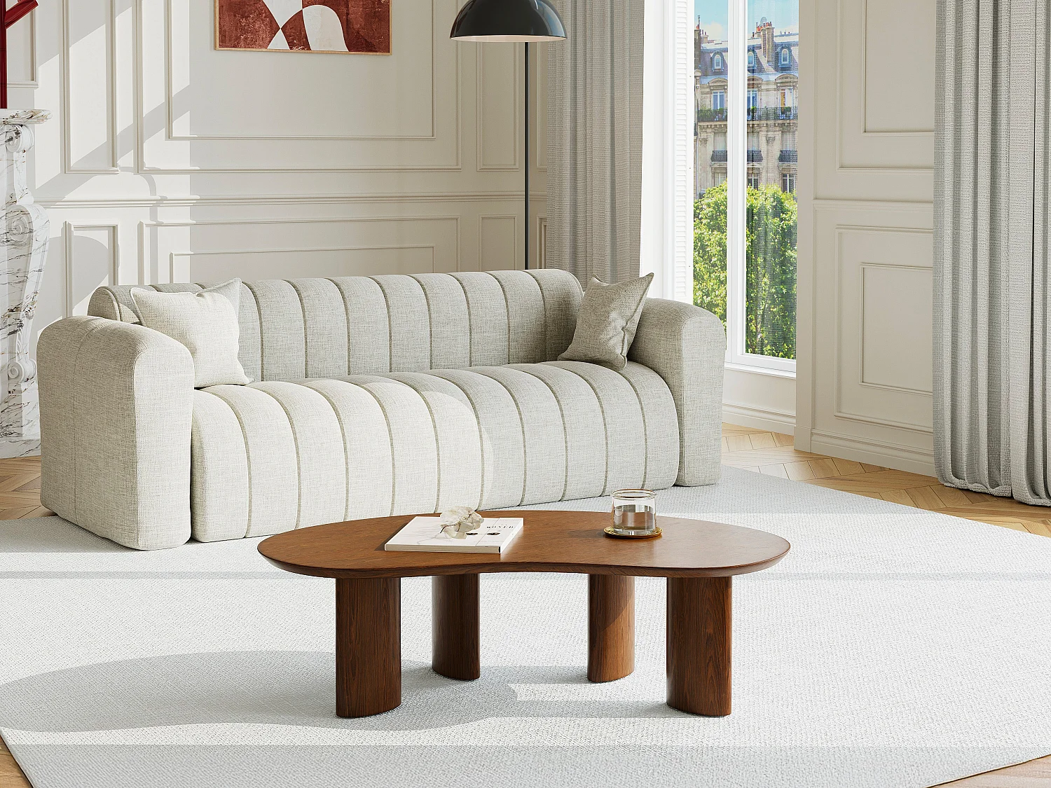 Table basse placage noyer - Naturel foncé - CALYNOR