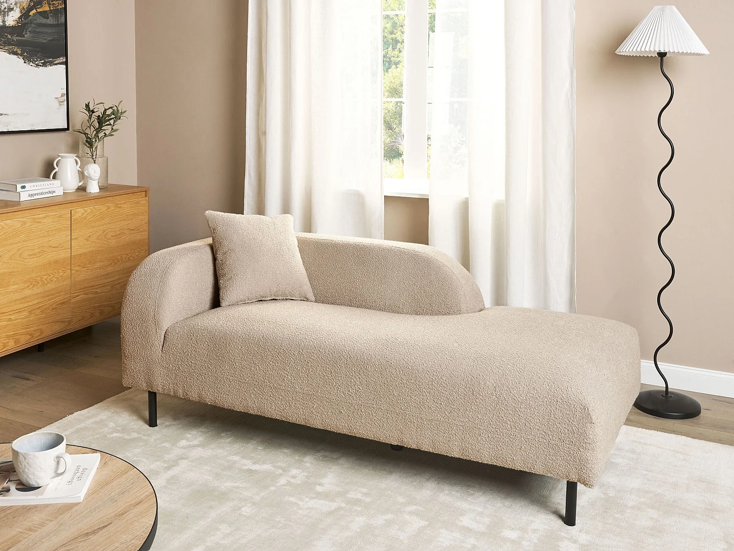 Chaise longue côté droite LE CRAU Bouclé Taupe