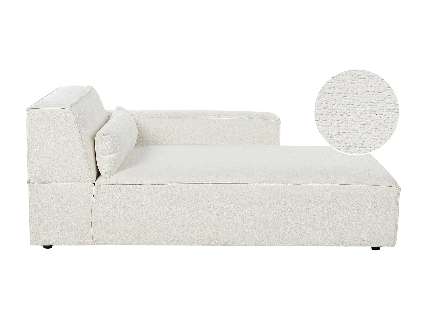 Modul Chaiselongue Bouclé weiß mit Armlehne links Dekokissen Skandi Hellnar