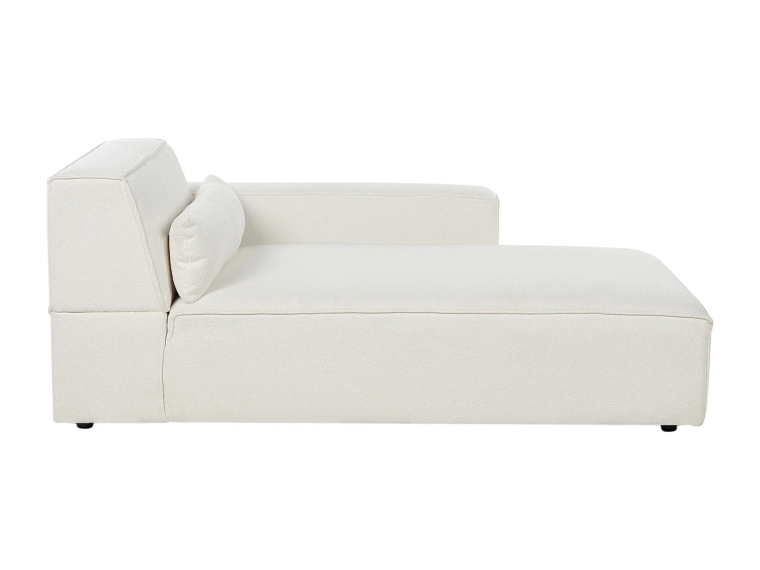 Modul Chaiselongue Bouclé weiß mit Armlehne links Dekokissen Skandi Hellnar