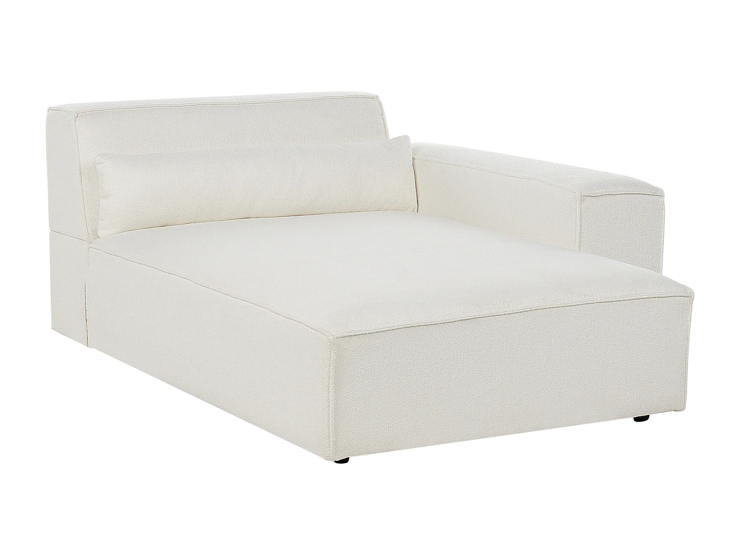 Modul Chaiselongue Bouclé weiß mit Armlehne links Dekokissen Skandi Hellnar