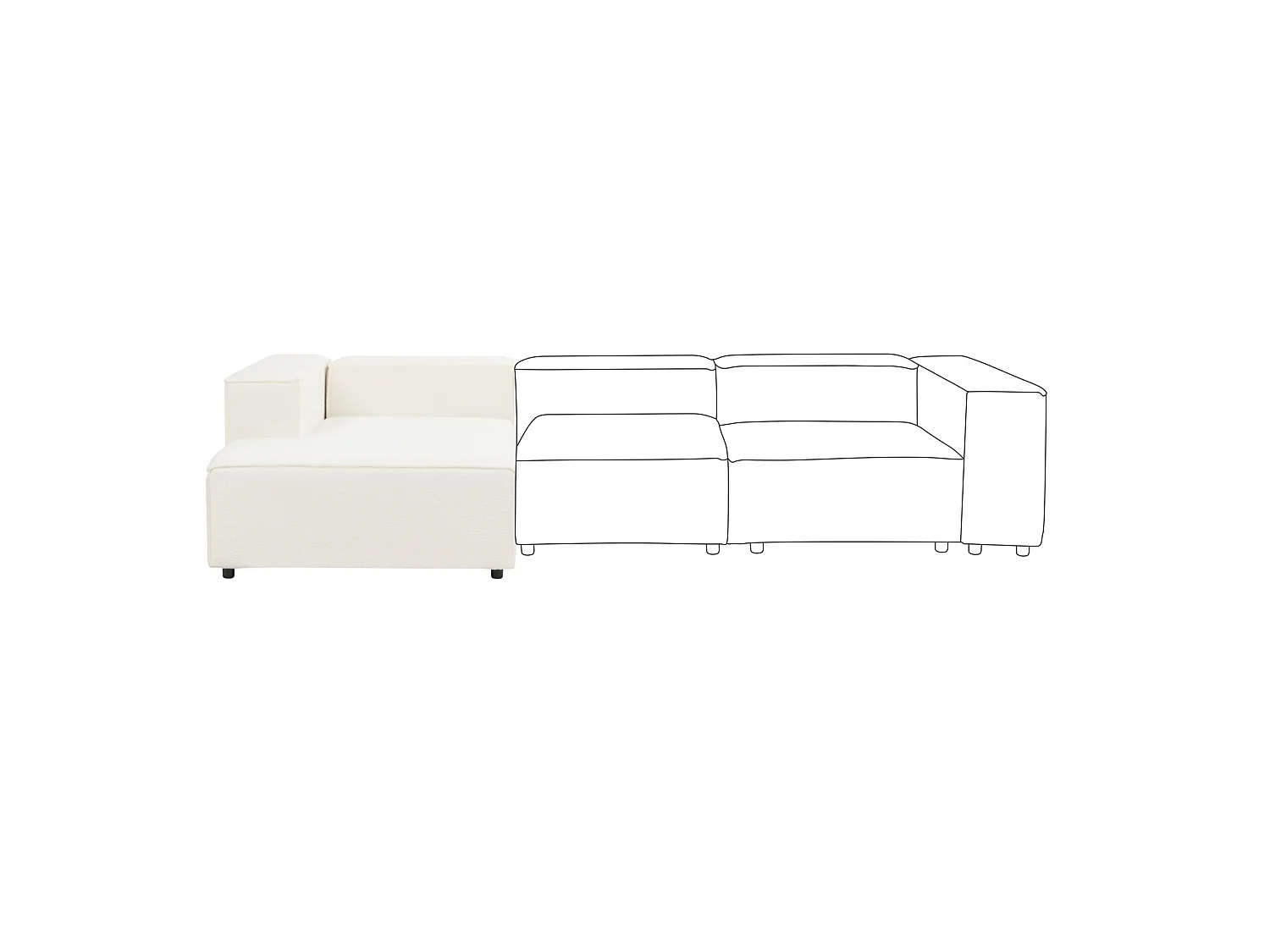 Chaise longue côté droit ARDAL Bouclé Blanc cassé