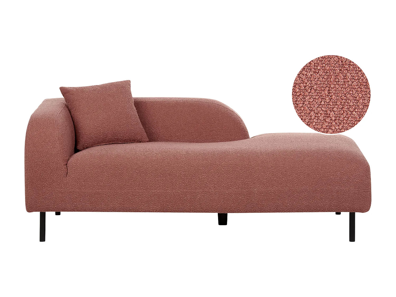 Linkszijdige chaise longue LE CRAU Bouclé Roze