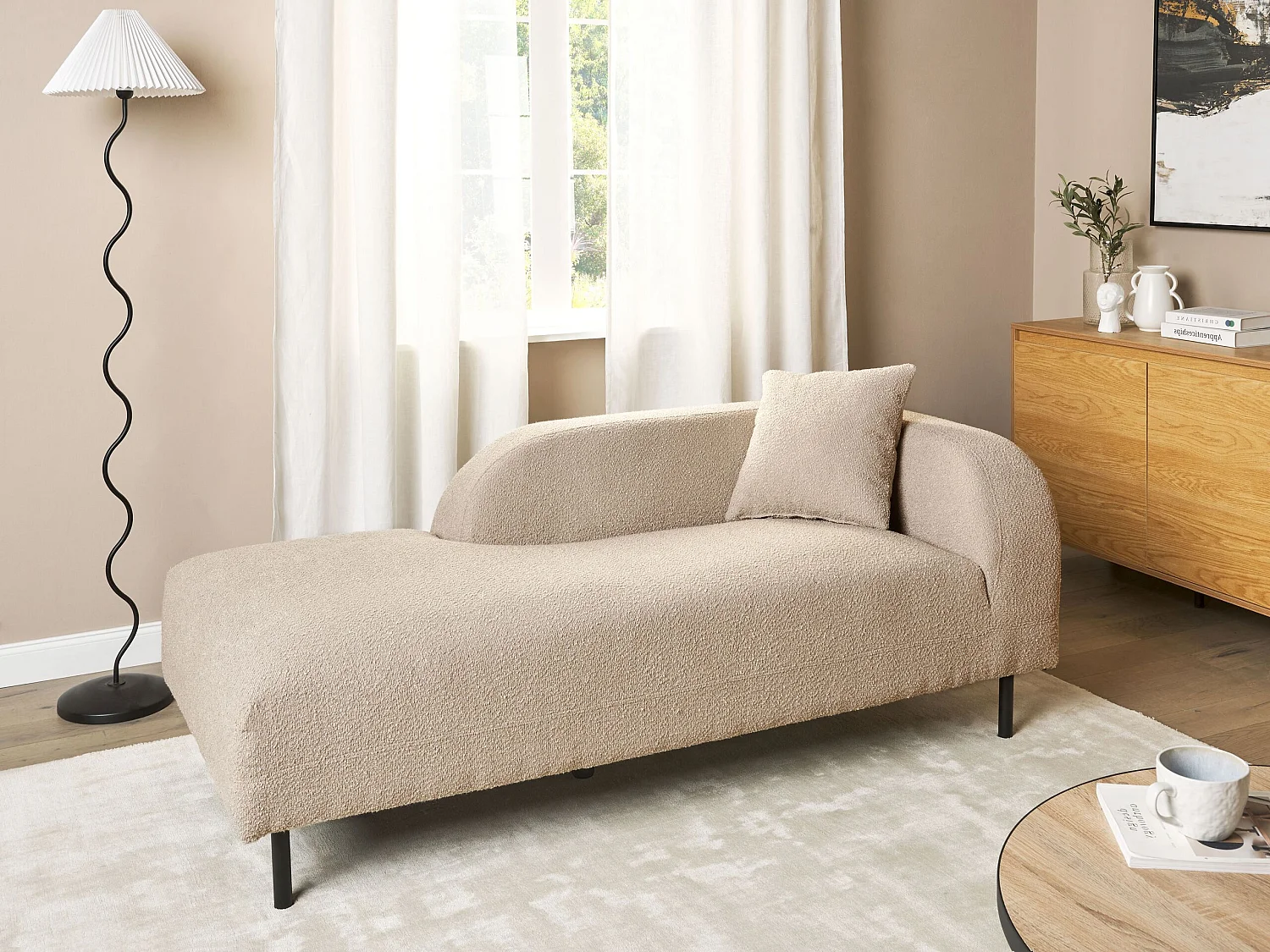 Rechtszijdige chaise longue LE CRAU Bouclé Taupe