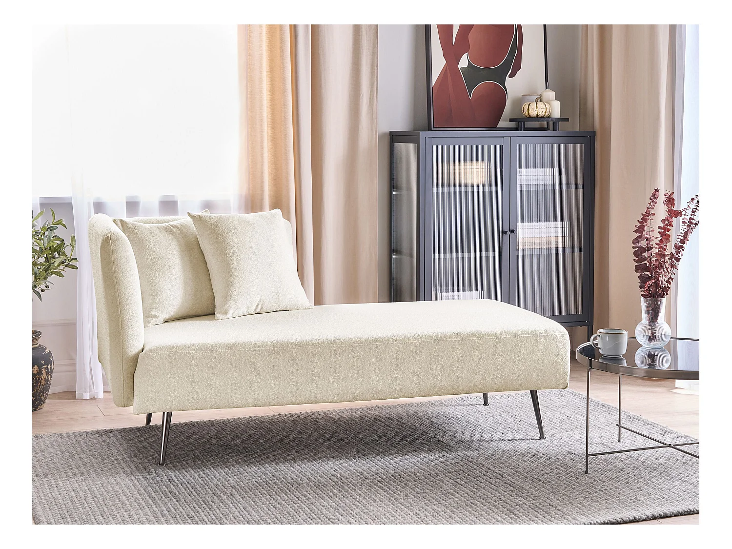 Chaise longue côté droite RIOM Bouclé Blanc cassé