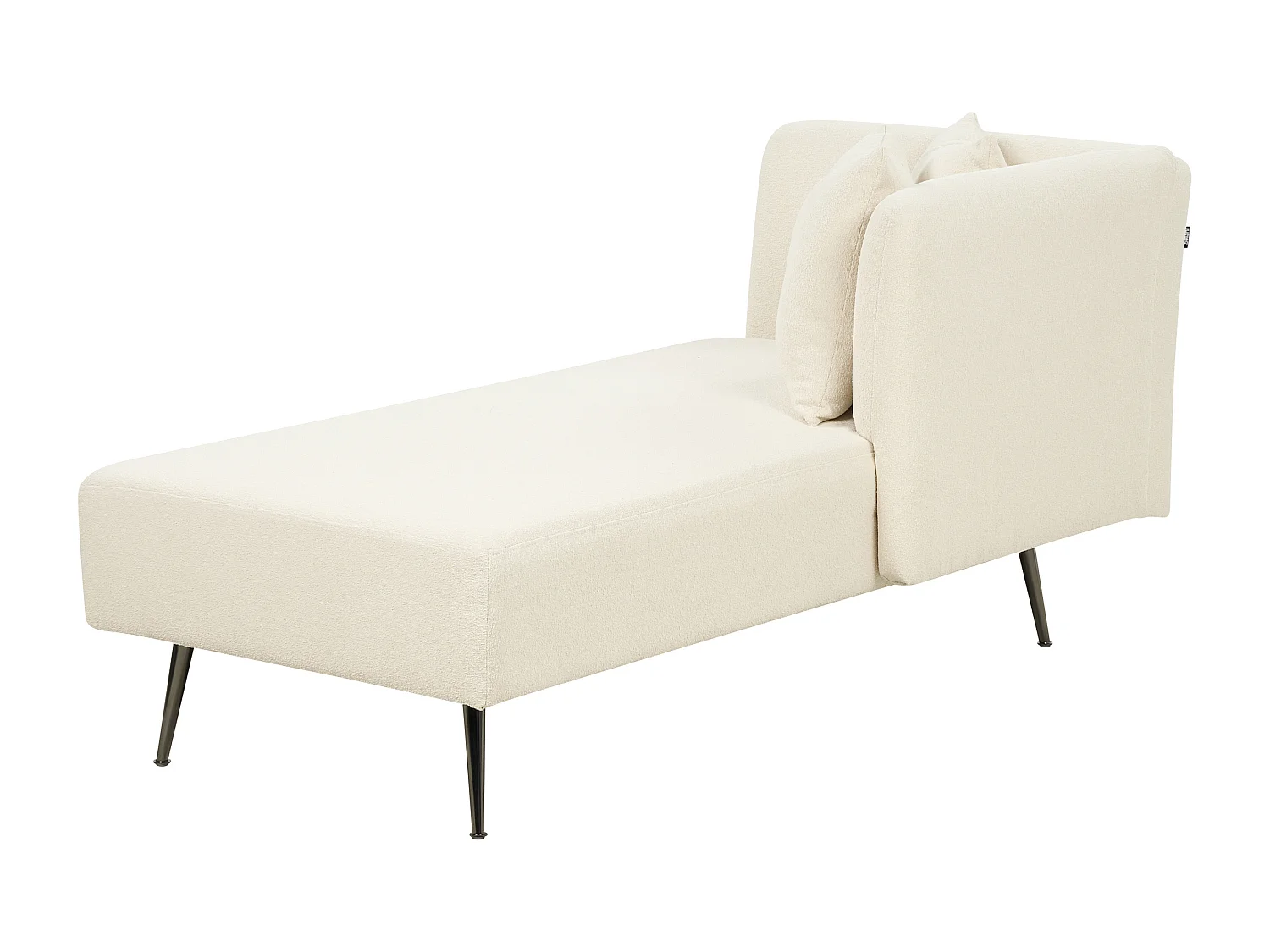 Chaiselongue Bouclé weiß linksseitig mit Kissen Lehne Metallgestell modern Riom