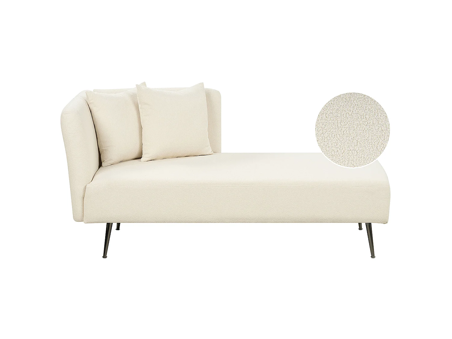 Chaise longue côté gauche RIOM Bouclé Blanc cassé
