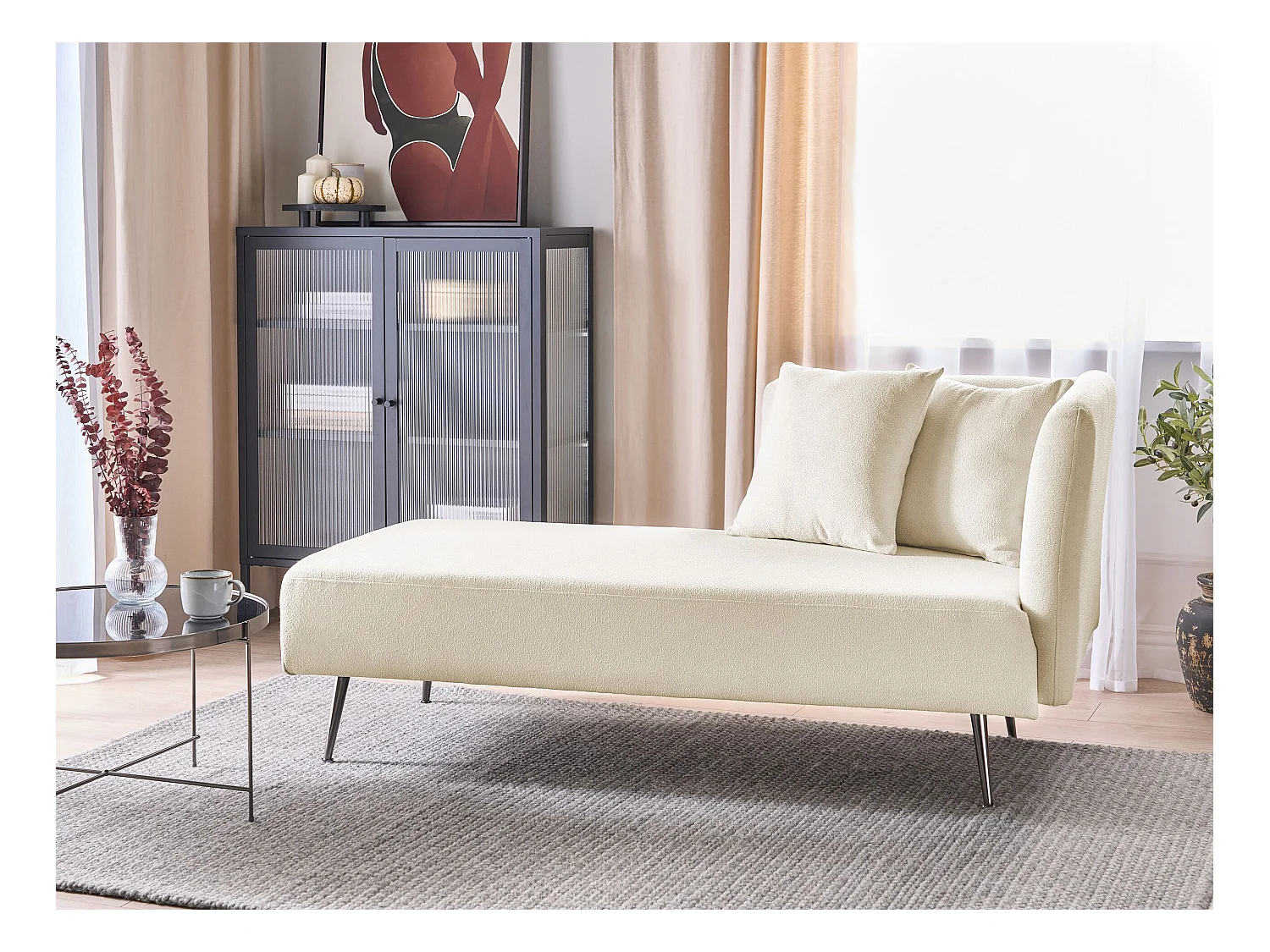 Chaise longue côté droit RIOM Bouclé Blanc cassé