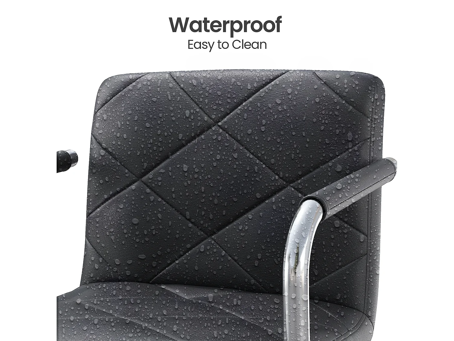 Tabouret de Bar Bealife Chaises de Bar Haut Réglable Bras Dossier Cuir PU 360° Repose Pied Chromé Noir