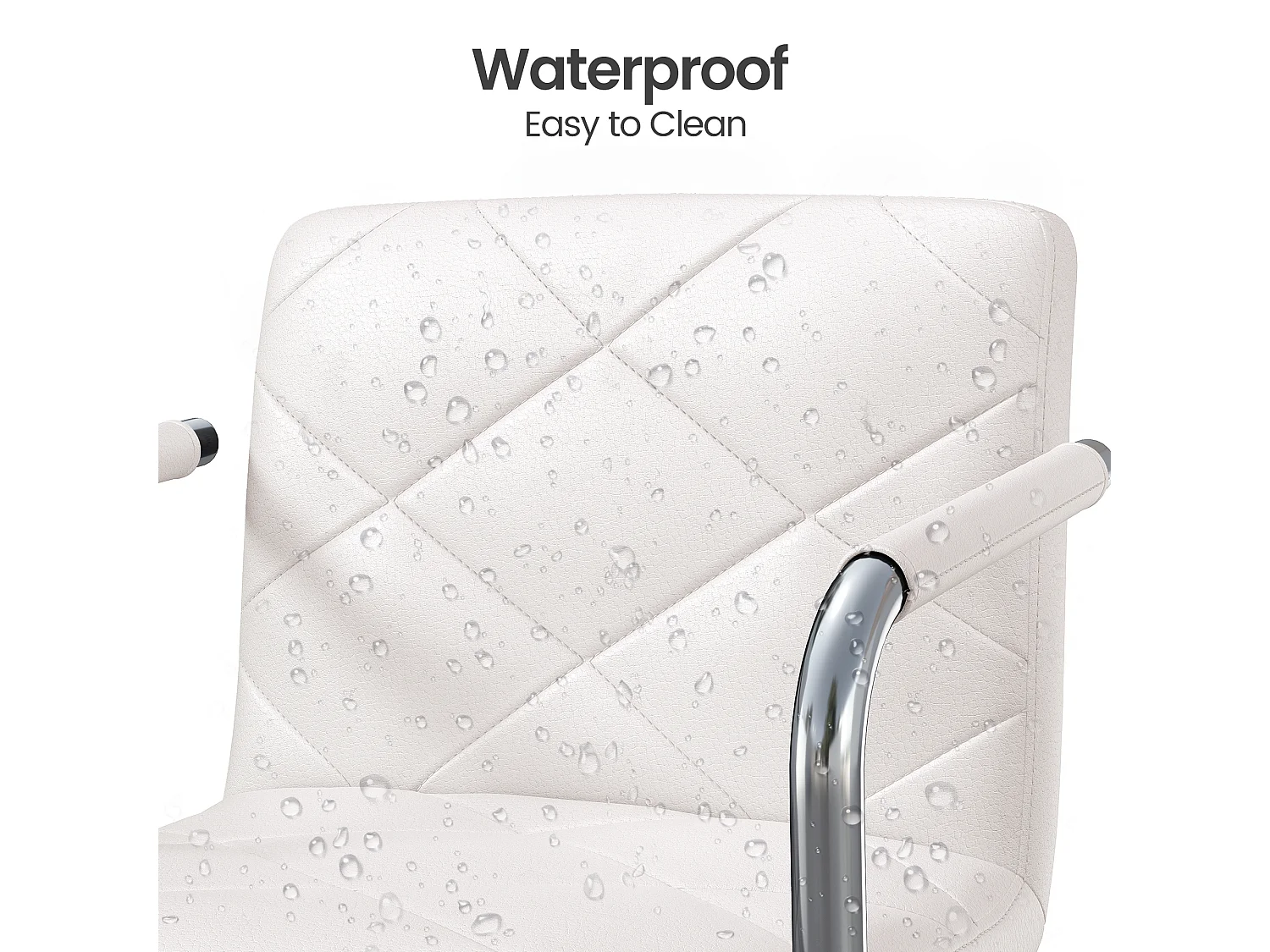 Tabouret de Bar Bealife Chaises de Bar Haut Réglable Bras Dossier Cuir PU 360° Repose Pied Chromé Blanc