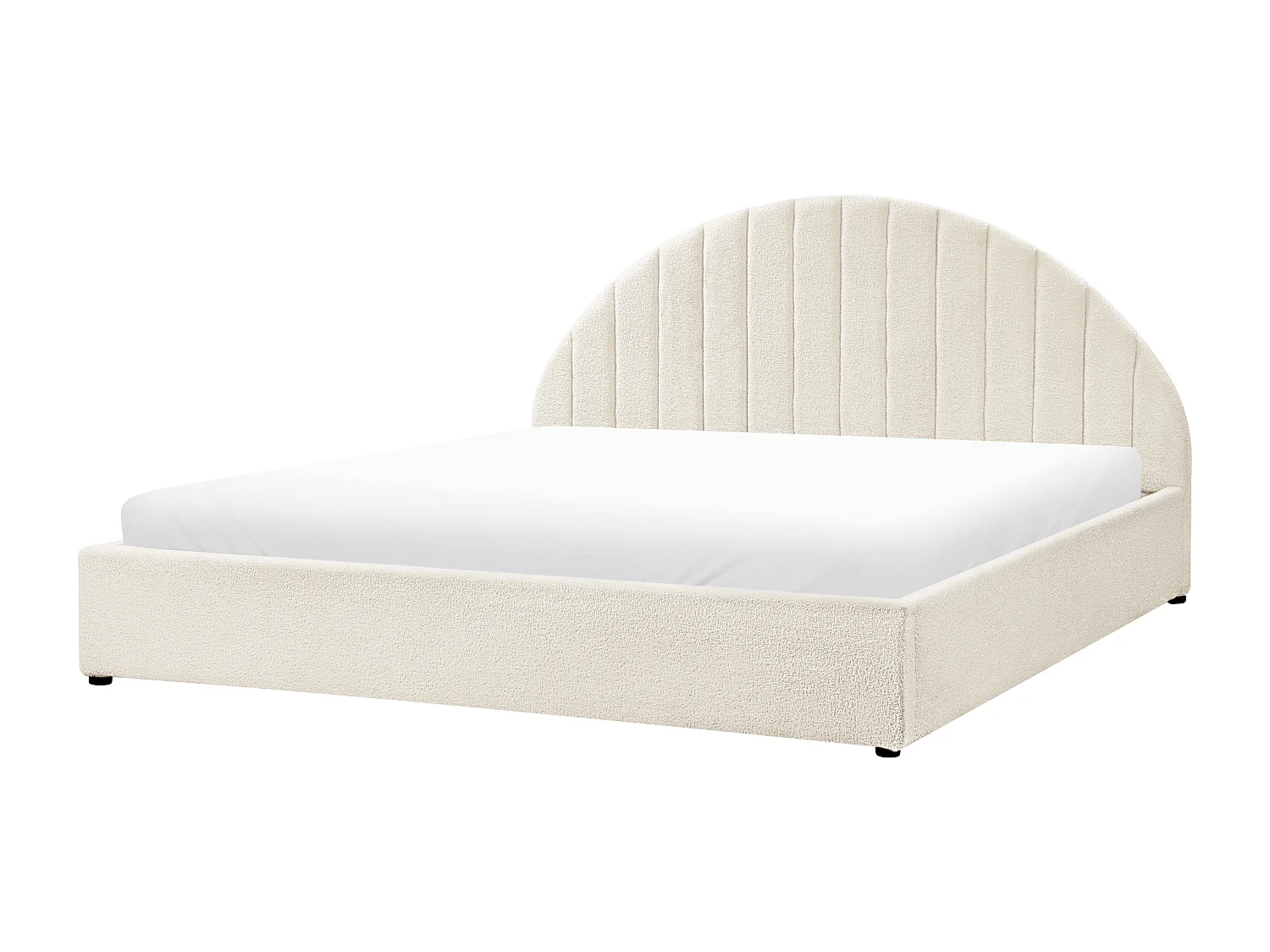 Lit ottoman Bouclé CHADENET 180 x 200 cm Blanc cassé