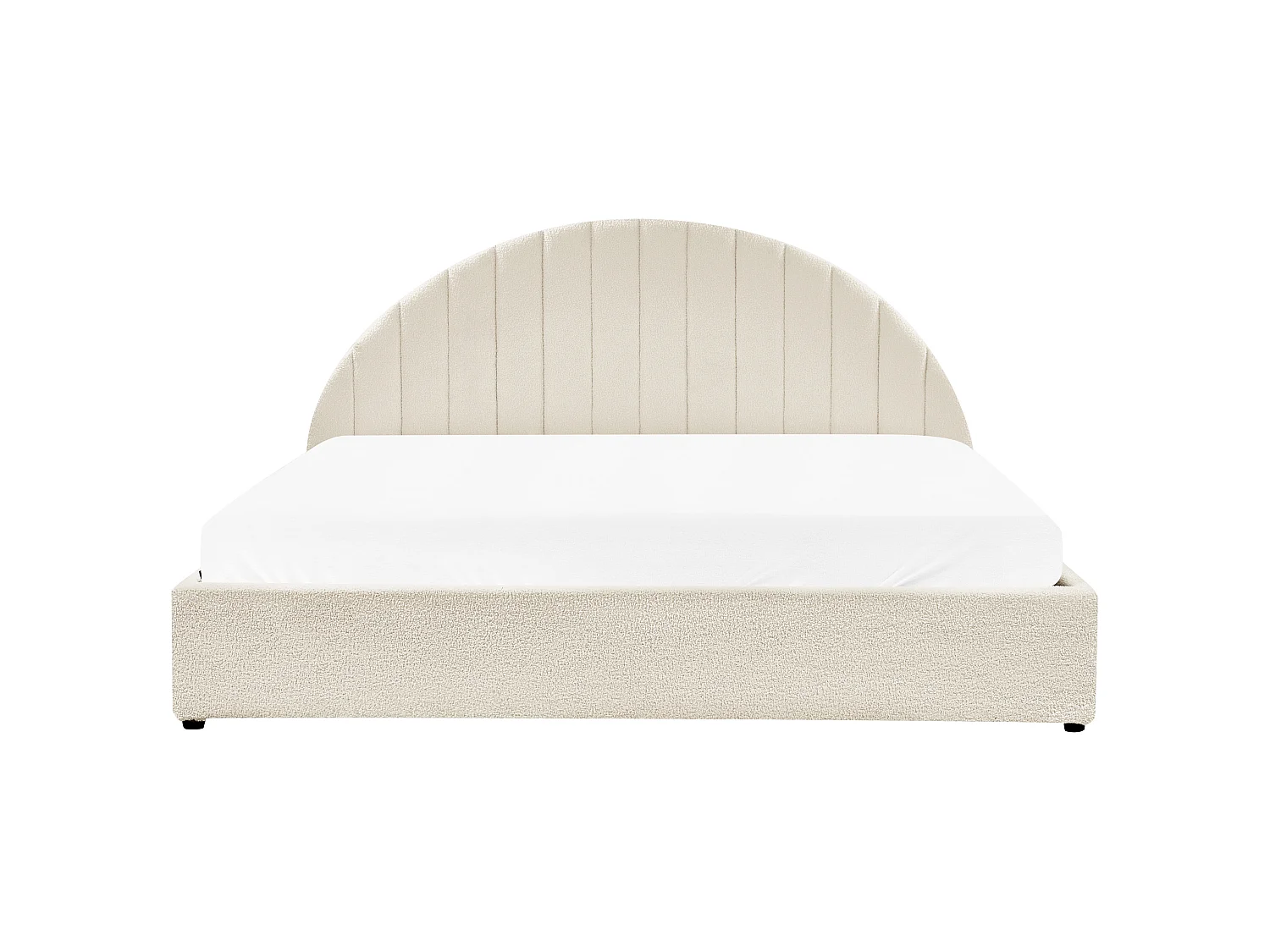 Bett mit Stauraum Bouclé CHADENET 180 x 200 cm Cremeweiss