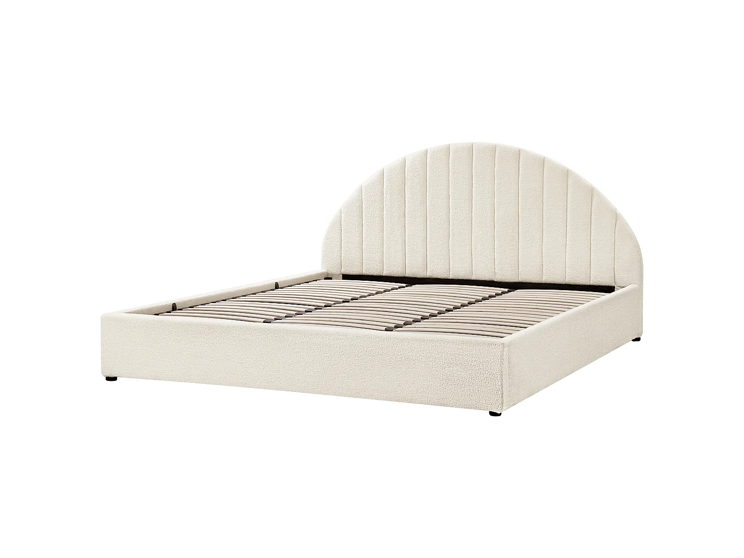 Bett mit Stauraum Bouclé CHADENET 180 x 200 cm Cremeweiss