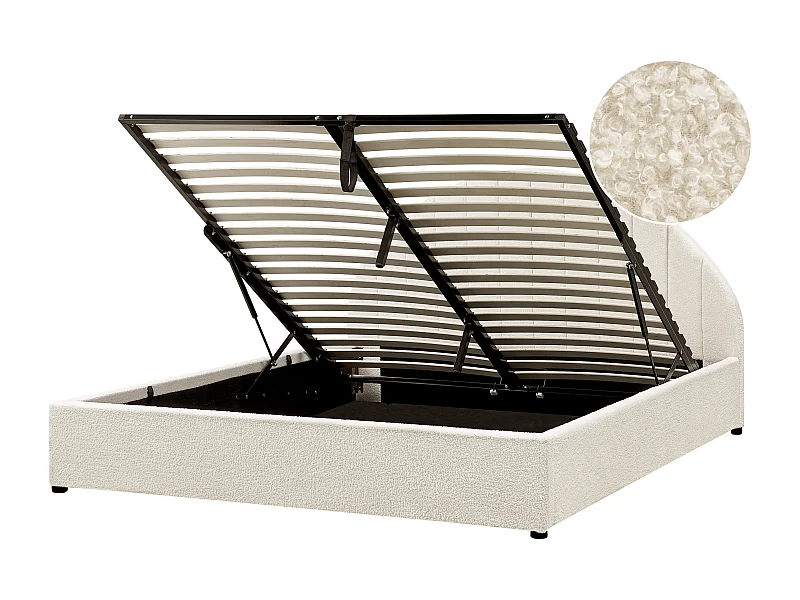 Letto contenitore Bouclé CHADENET 160 x 200 cm Bianco sporco