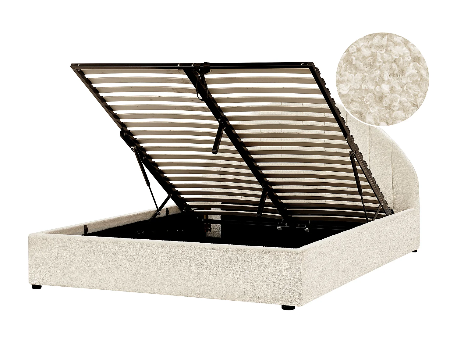 Lit ottoman Bouclé CHADENET 140 x 200 cm Blanc cassé