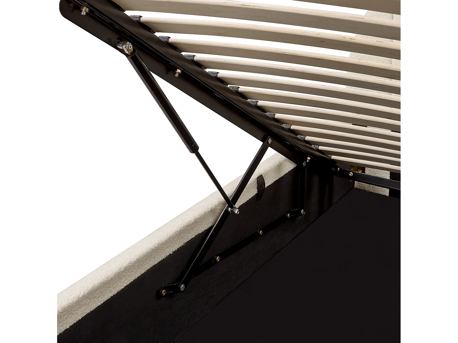 Lit ottoman Bouclé CHADENET 140 x 200 cm Blanc cassé