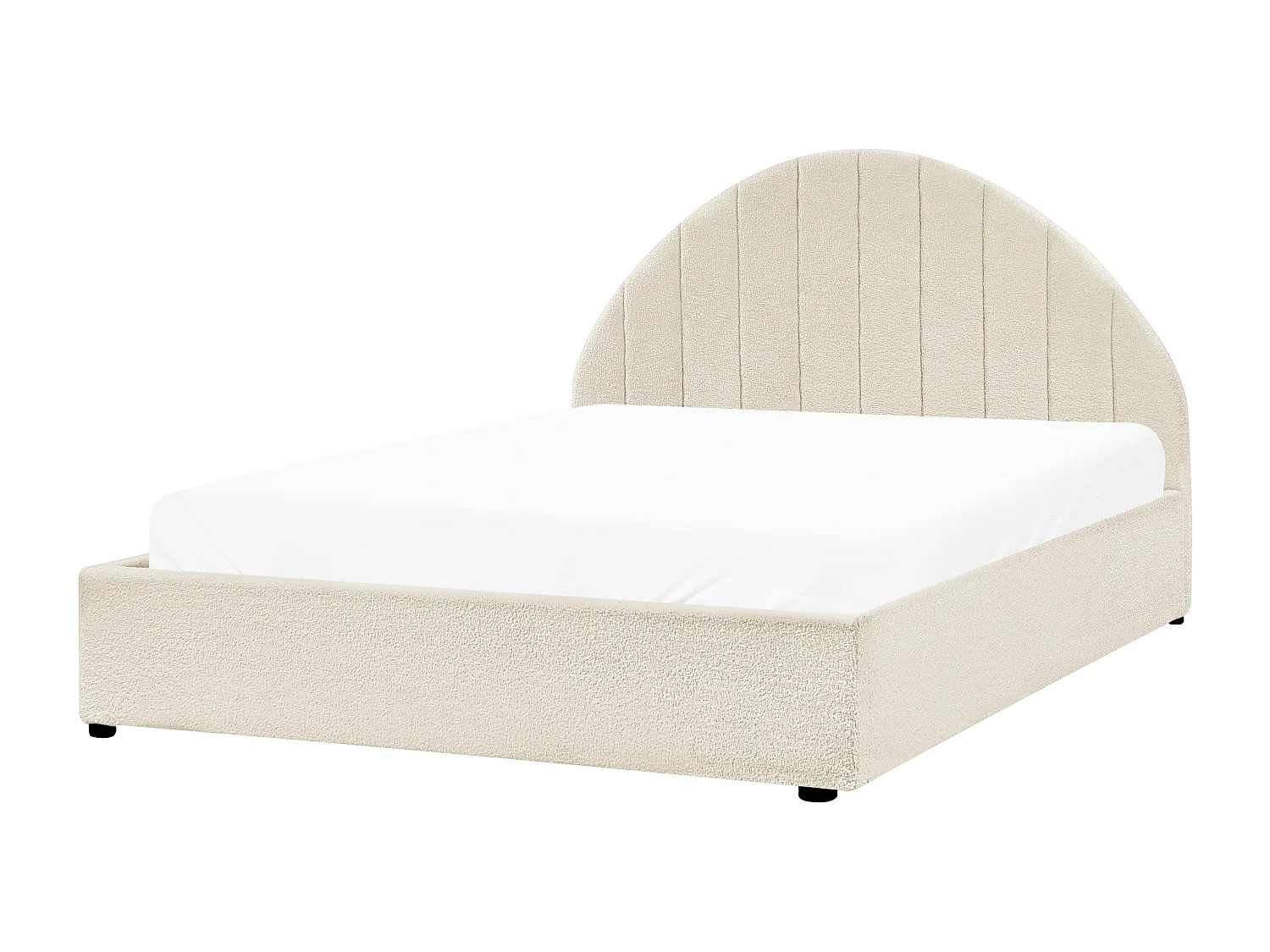 Bett mit Stauraum Bouclé CHADENET 140 x 200 cm Cremeweiss