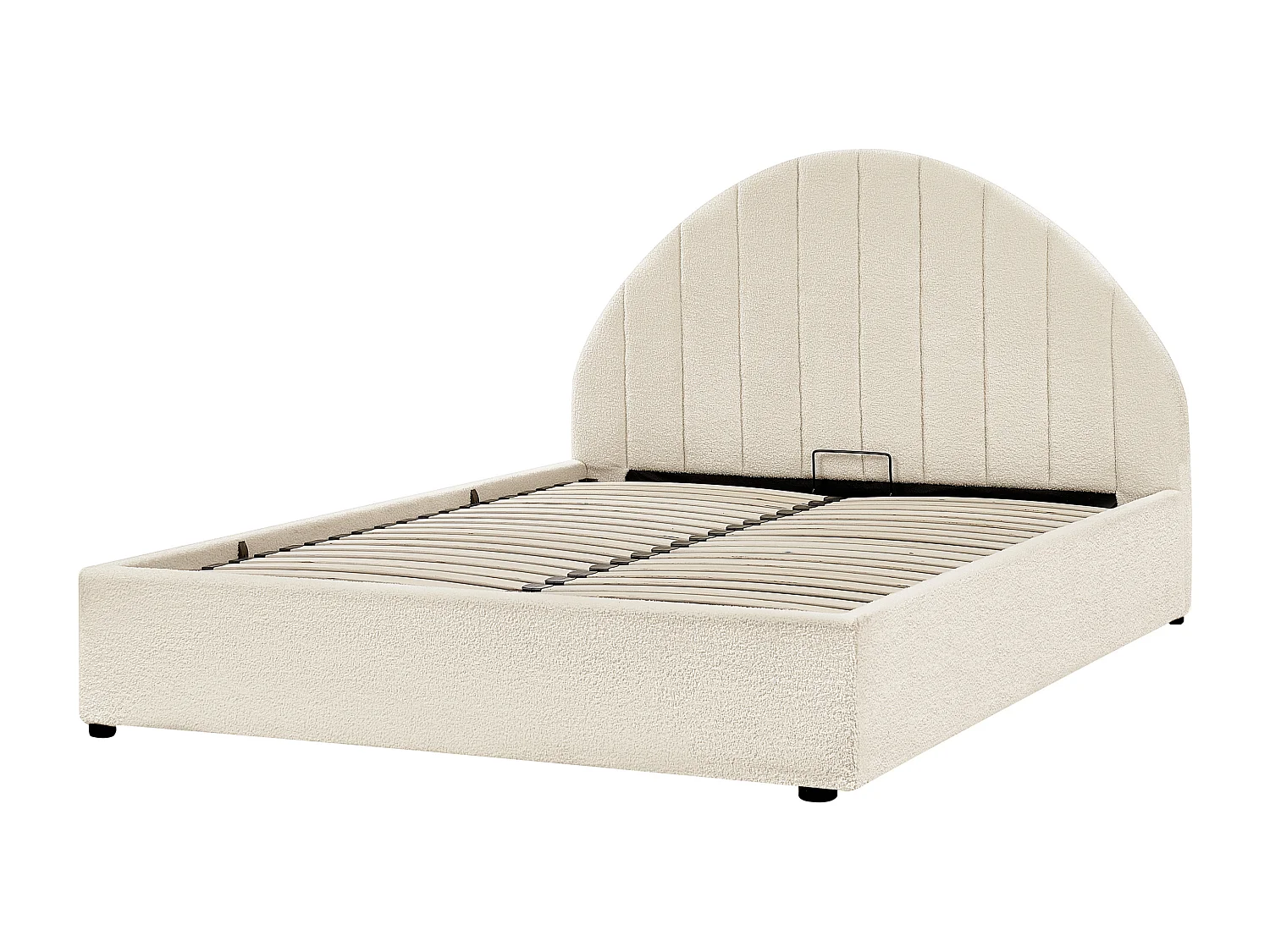 Bett mit Stauraum Bouclé CHADENET 140 x 200 cm Cremeweiss