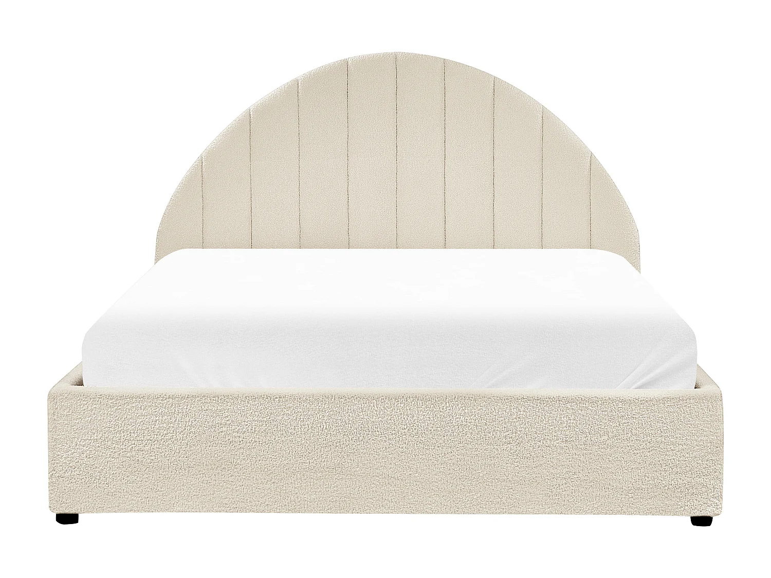 Bett mit Stauraum Bouclé CHADENET 140 x 200 cm Cremeweiss