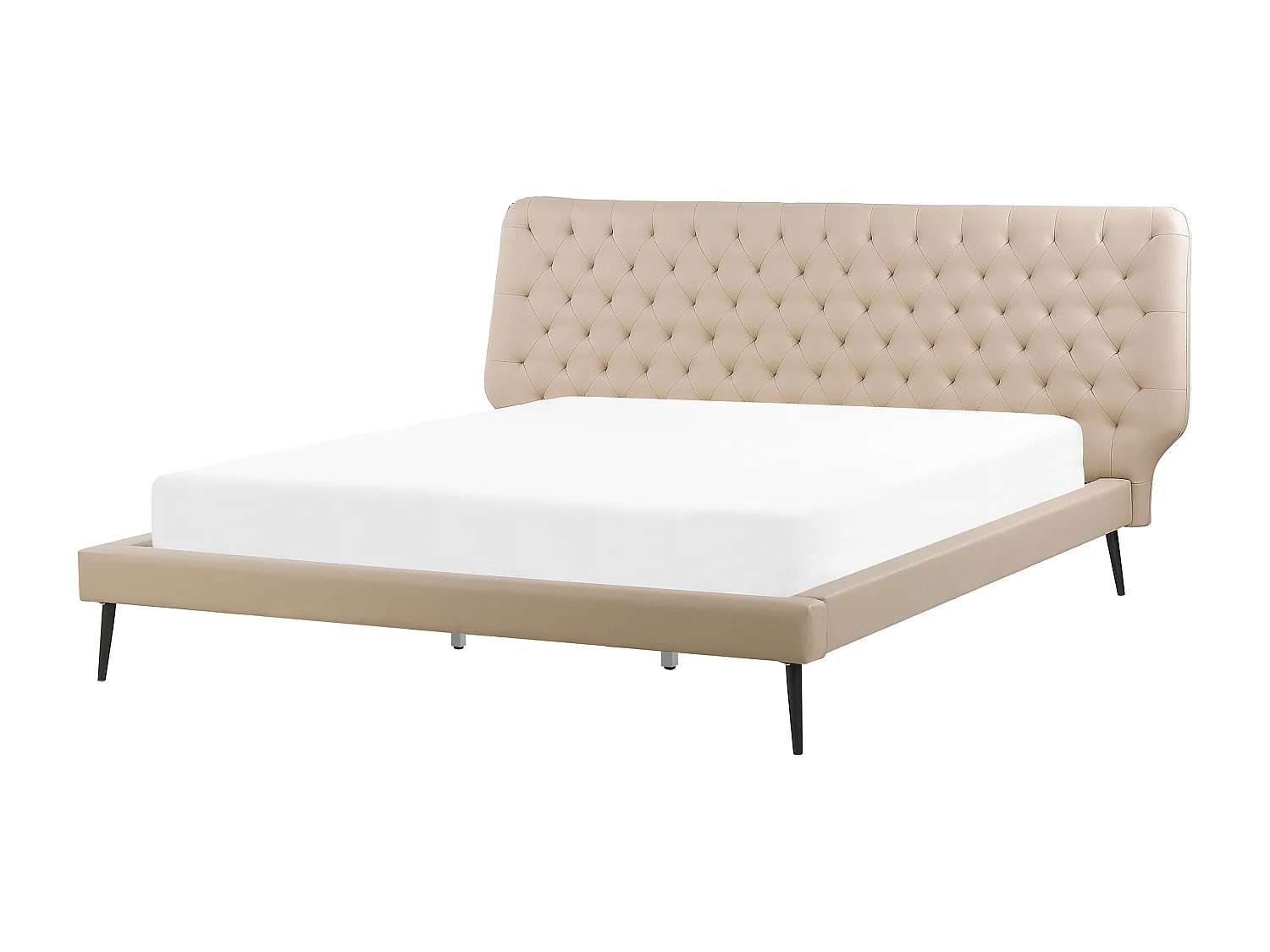 Schlafzimmer Set Bett beige mit Nachttisch Sitzbank Lattenrost 180x200 cm Essonne