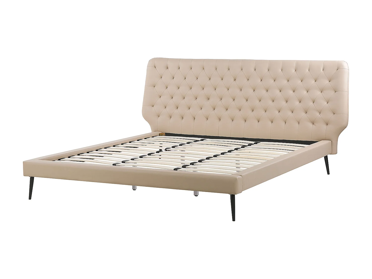 Schlafzimmer Set Bett beige mit Nachttisch Sitzbank Lattenrost 180x200 cm Essonne