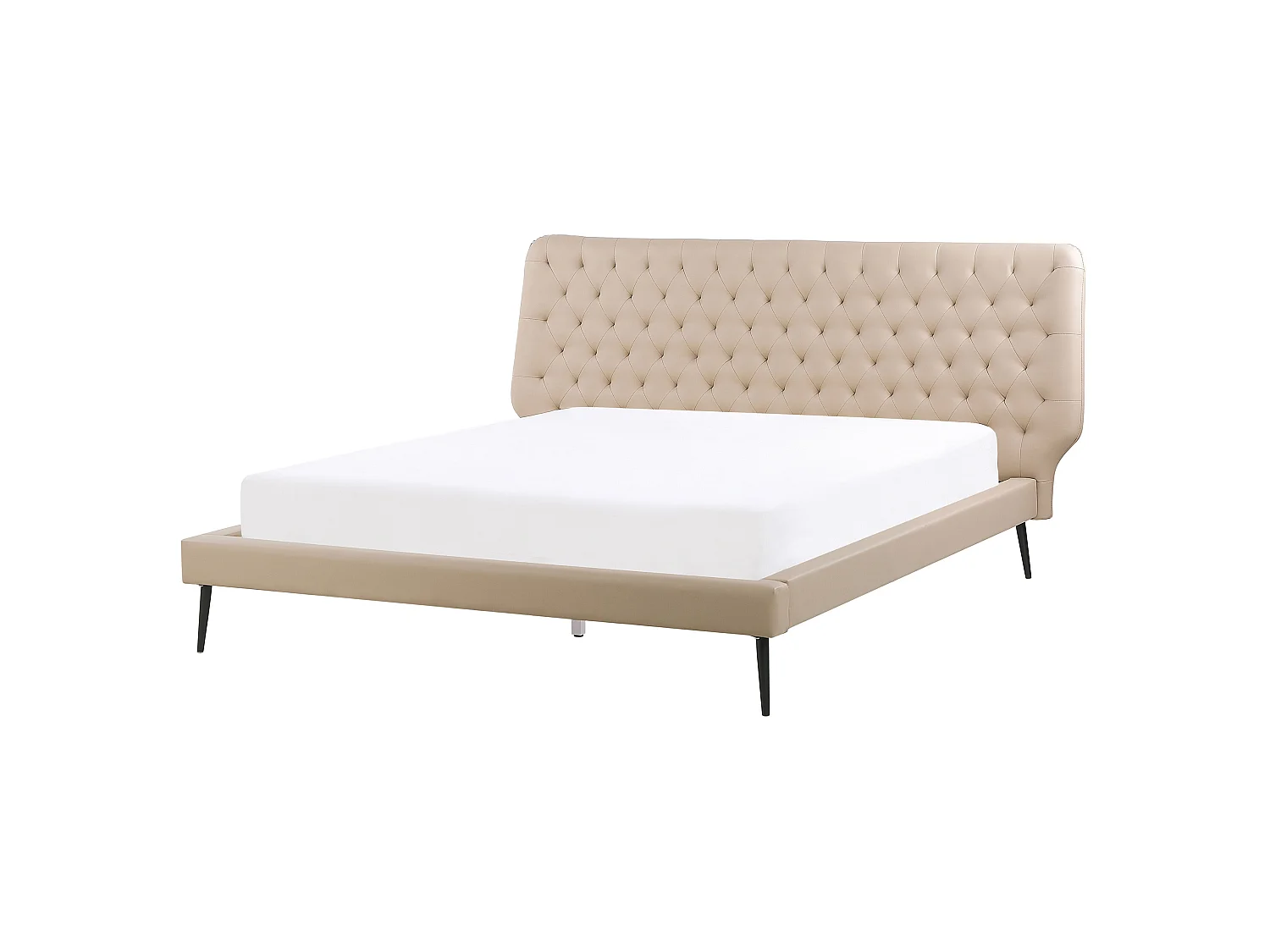 Schlafzimmer Set Kunstleder ESSONNE 160 x 200 cm Beige