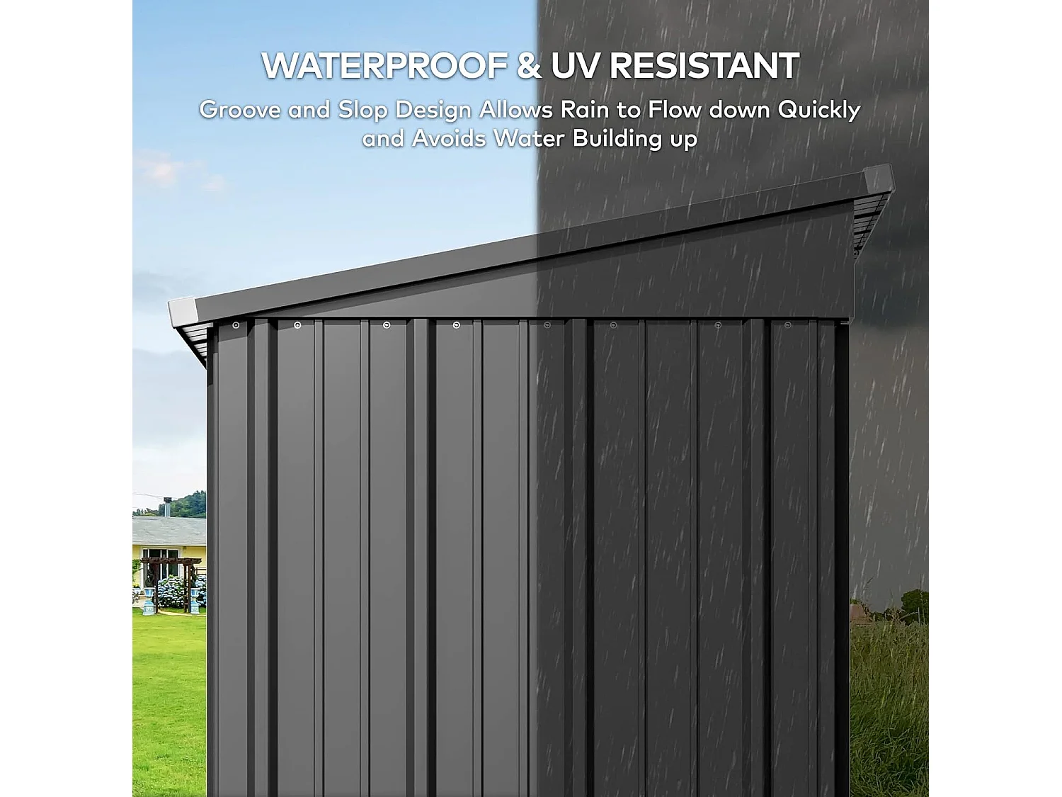 Bealife metalen tuinhuis 162 x 95 x 182 cm grijze schuur op het terrein