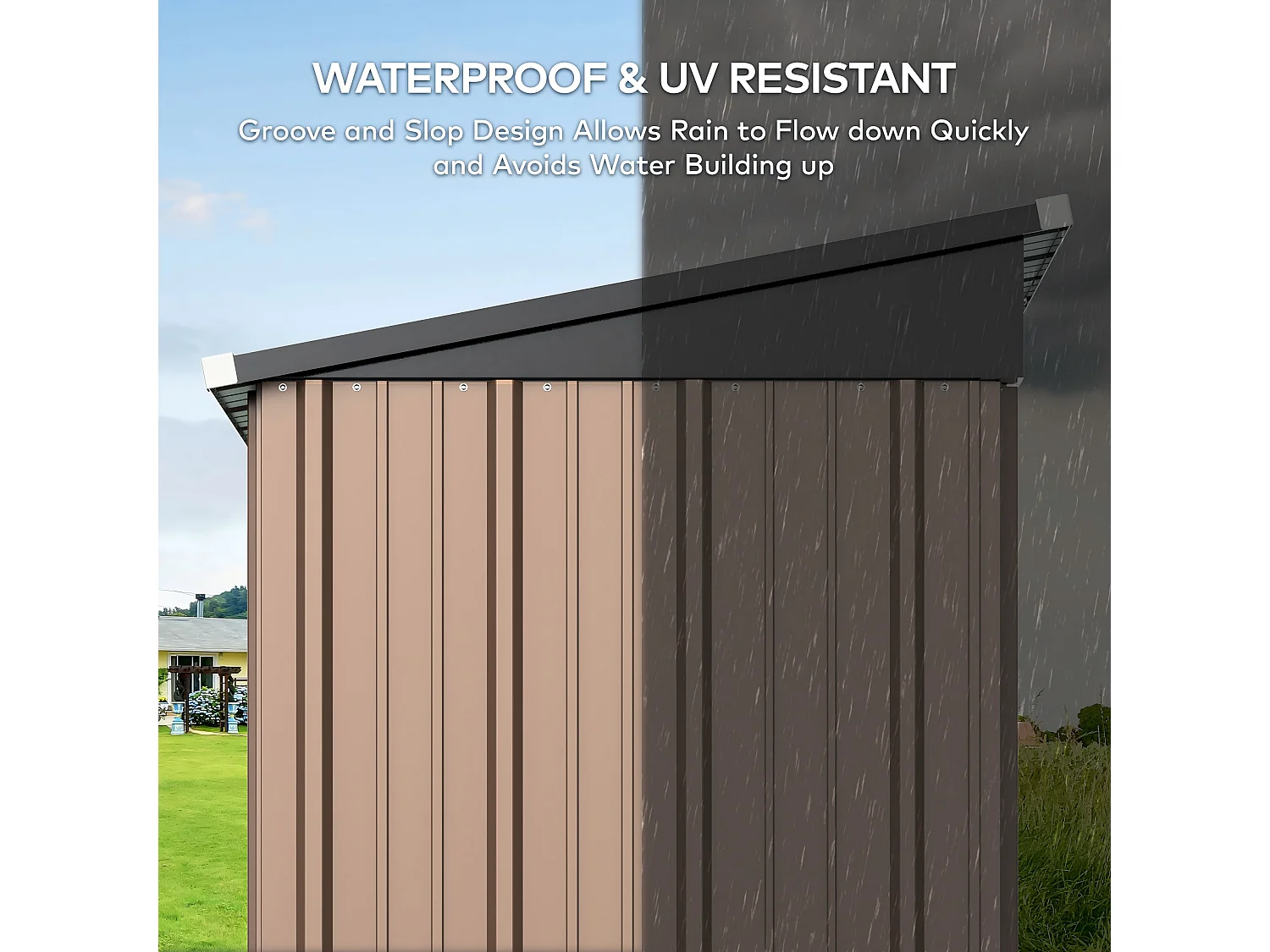 Bealife Abri de Jardin en Métal 162 x 95 x 182 cm Cabanon Marron sur Terrain