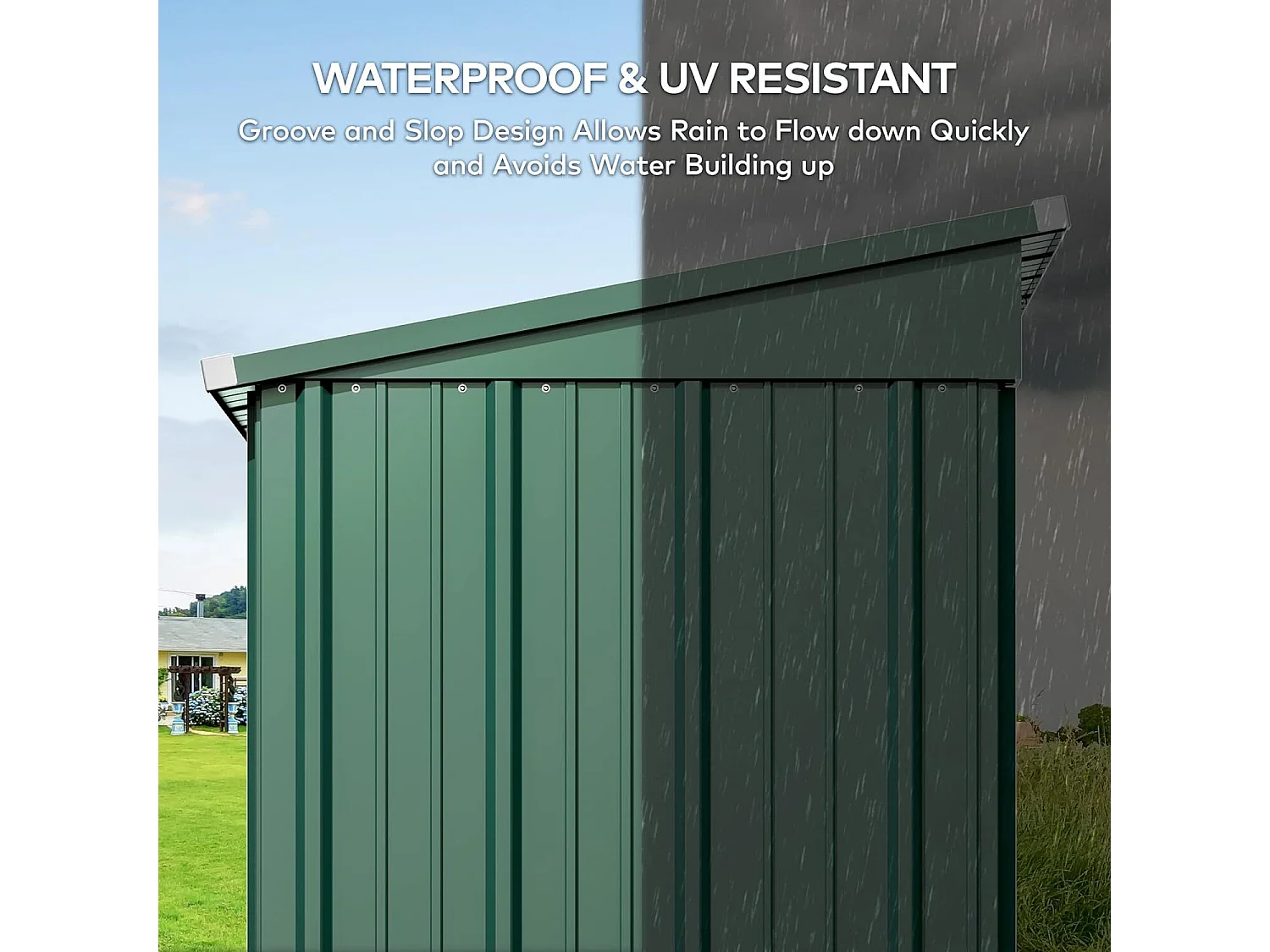 Bealife Abri de Jardin en Métal 162 x 95 x 182 cm Cabanon Vert sur Terrain