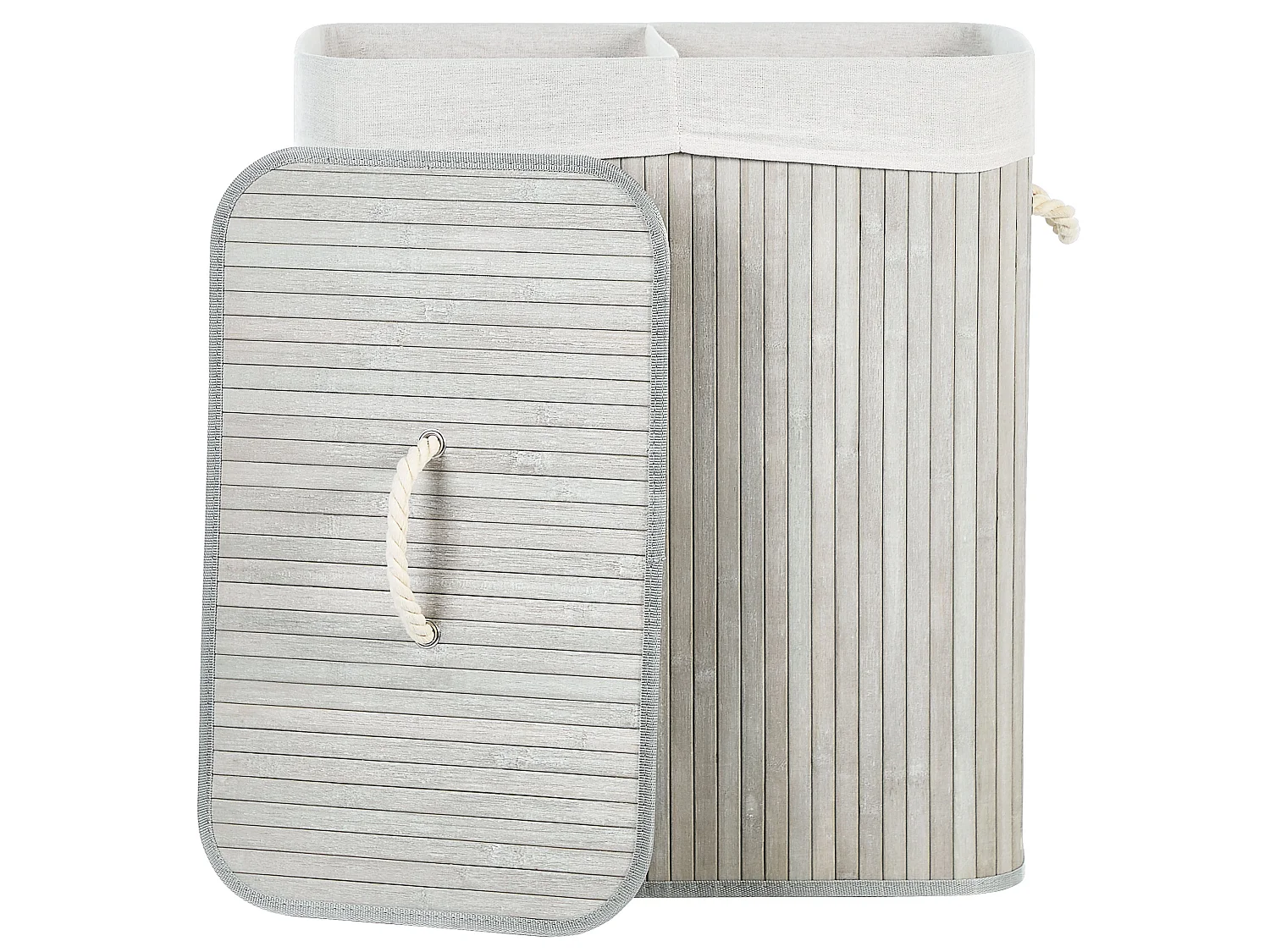 Laundry Basket KANDY Bamboo Light Grey 100 L