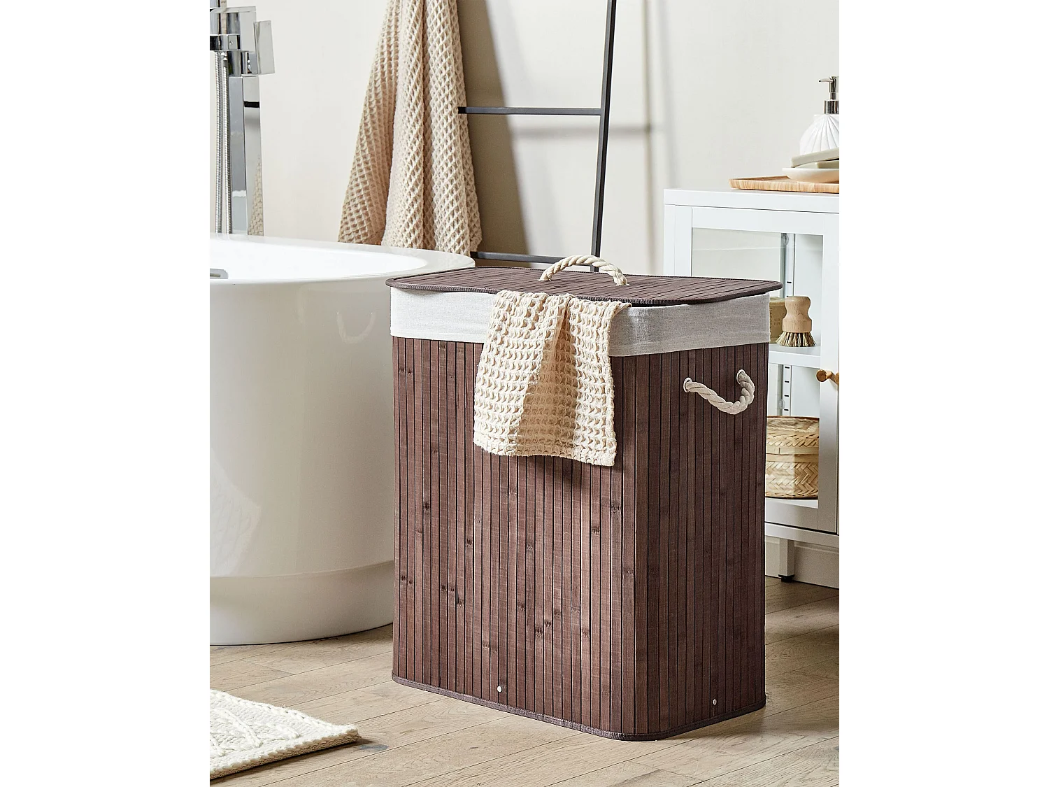 Panier KANDY Bambou Marron foncé 72 L