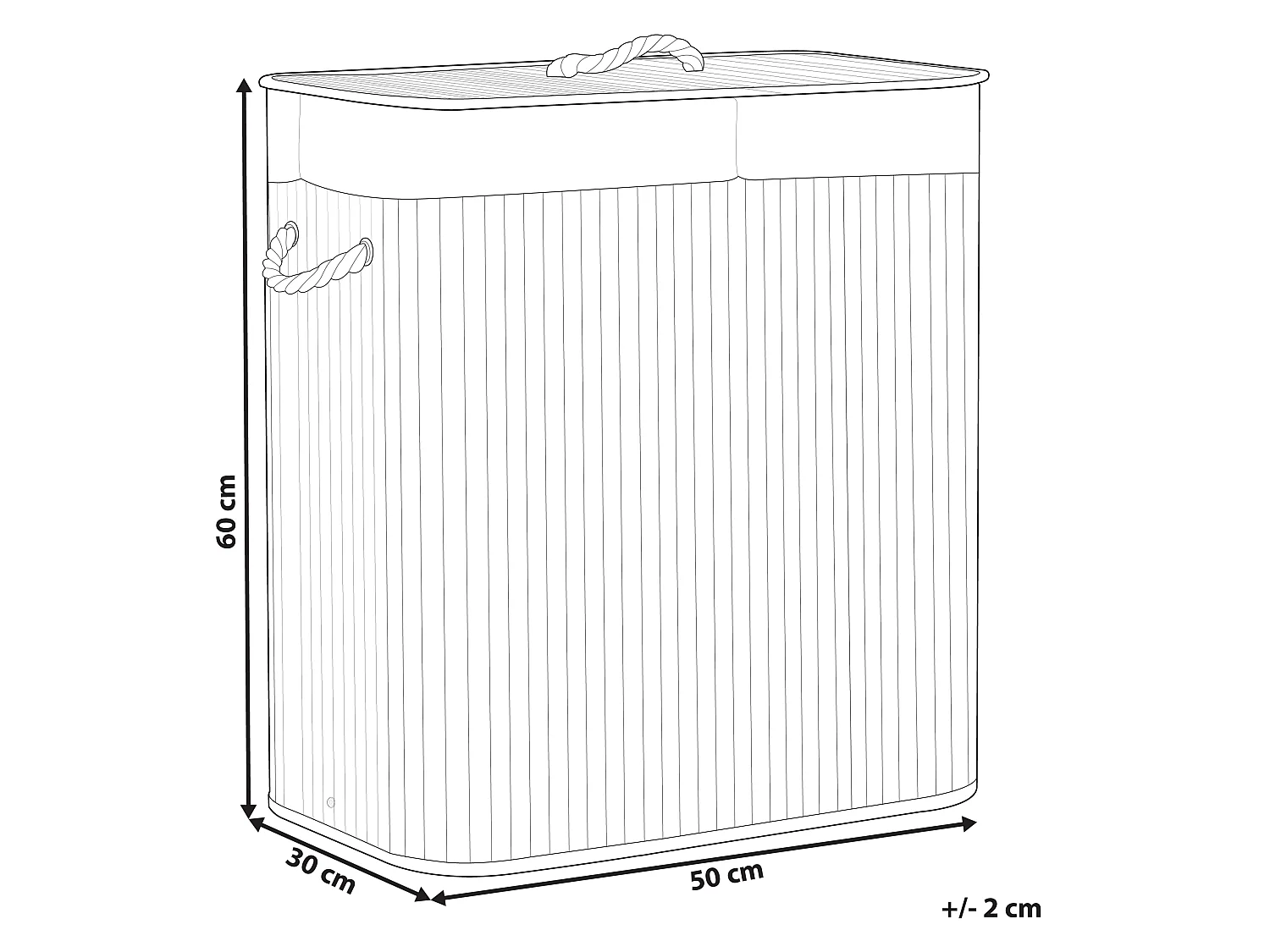 Cesto em madeira de bambu clara 60 cm KANDY