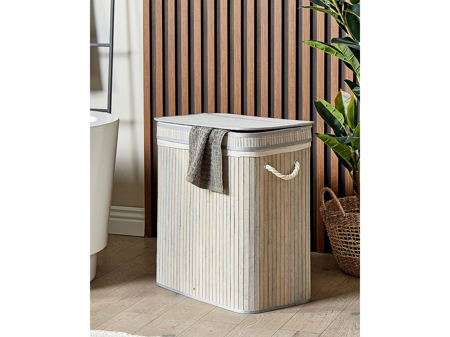 Cesto em madeira de bambu cinzenta 60 cm KALTHOTA