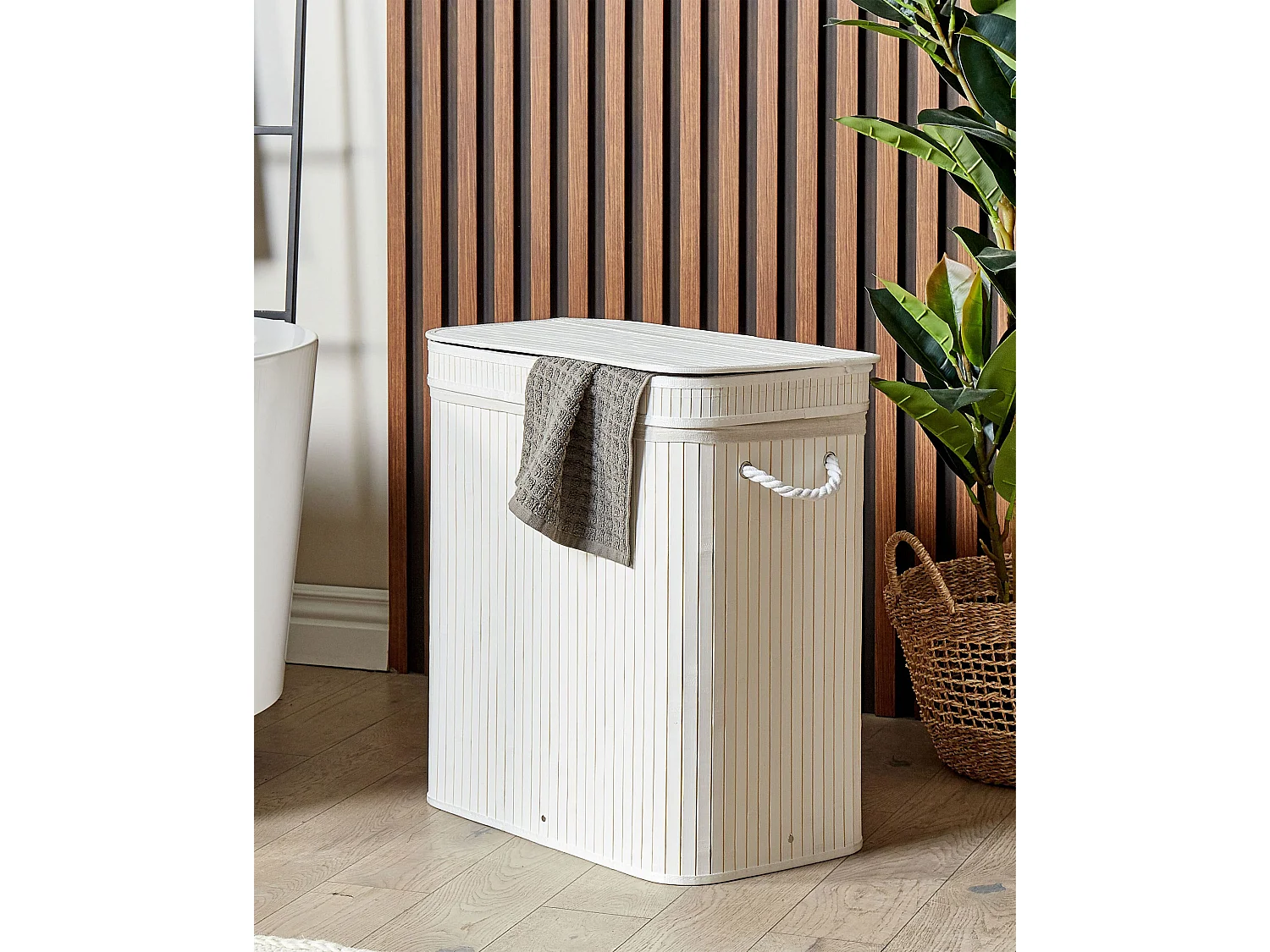 Wasmand bamboe wit 60 cm KALTHOTA